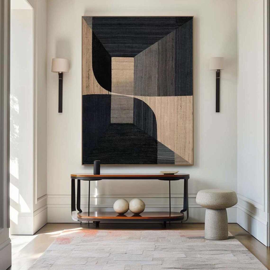 Beige & Brown Abstract Painting #LL 013