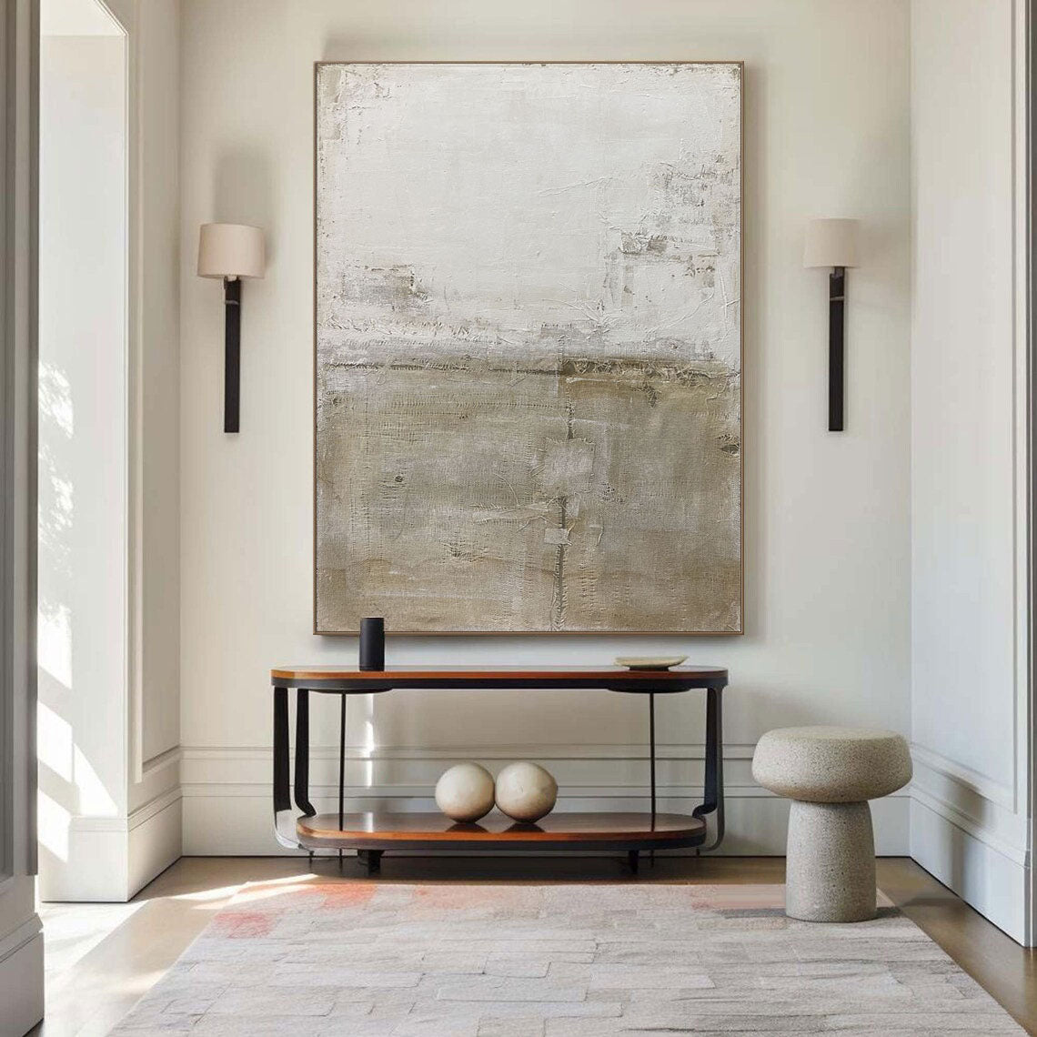 Beige & Brown Abstract Painting #LL 049