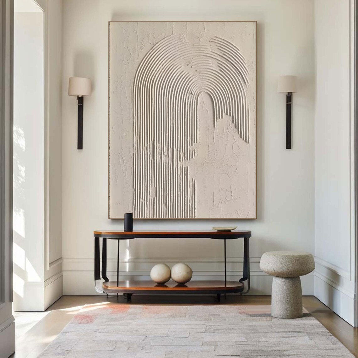 Beige & Brown Abstract Painting #LL 019