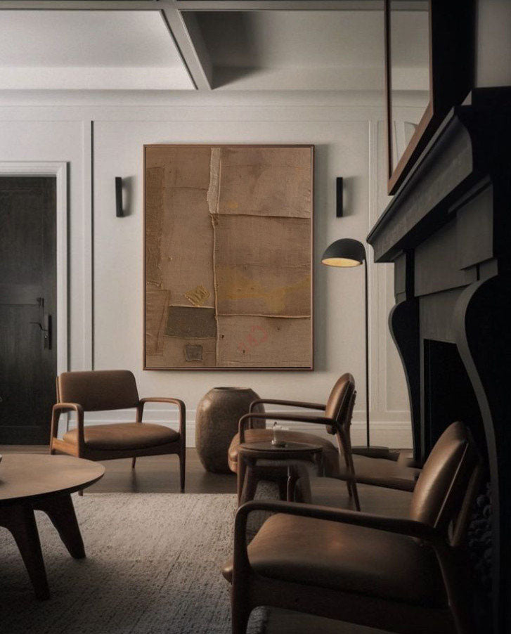 Beige & Brown Abstract Painting #LL 021