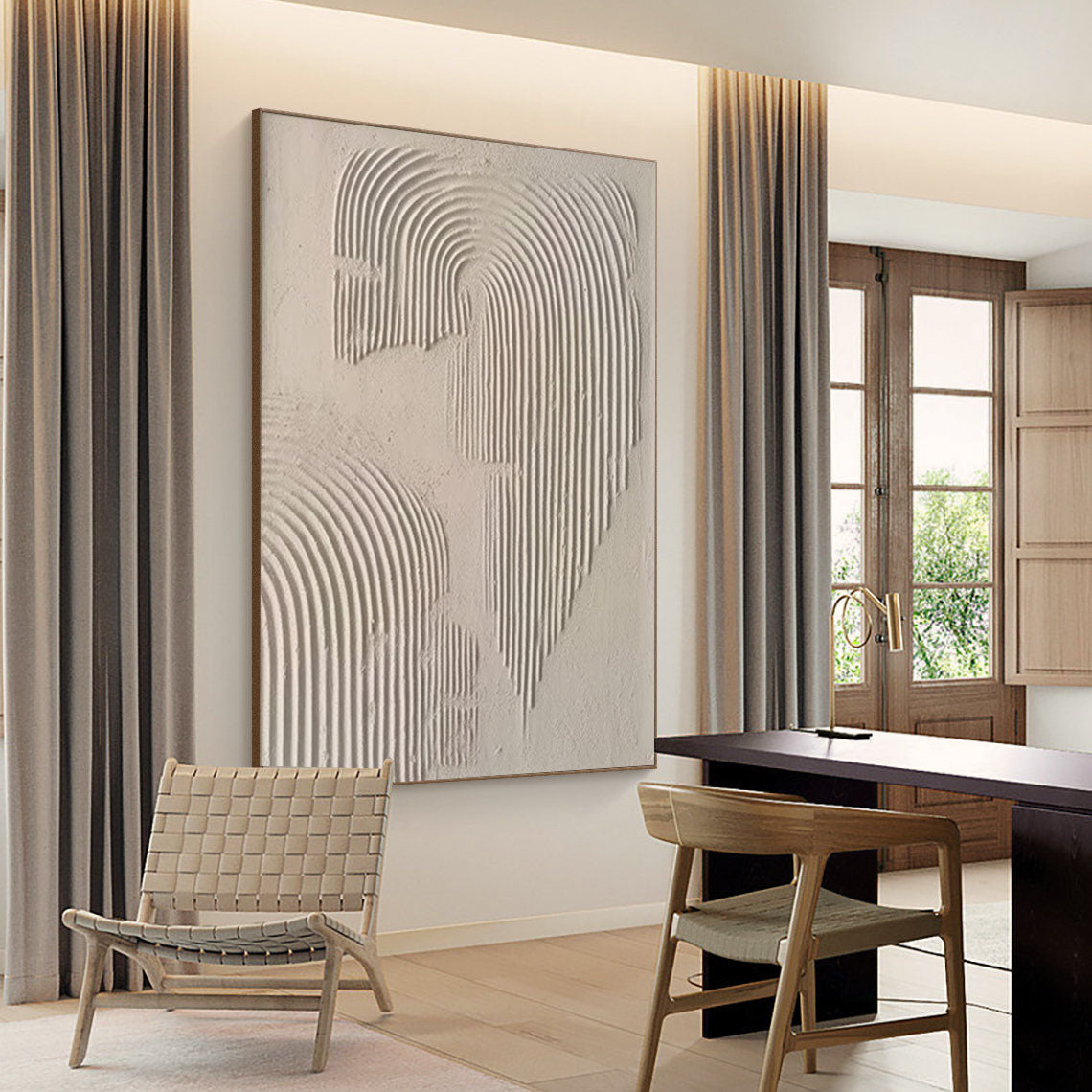 Beige & Brown Abstract Painting #LL 016