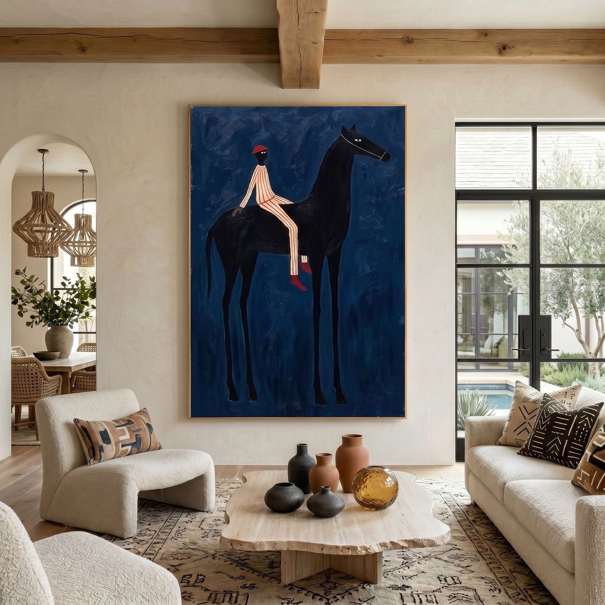 Large Modern Cowboy Wall Art Contemporary Equestrian Painting