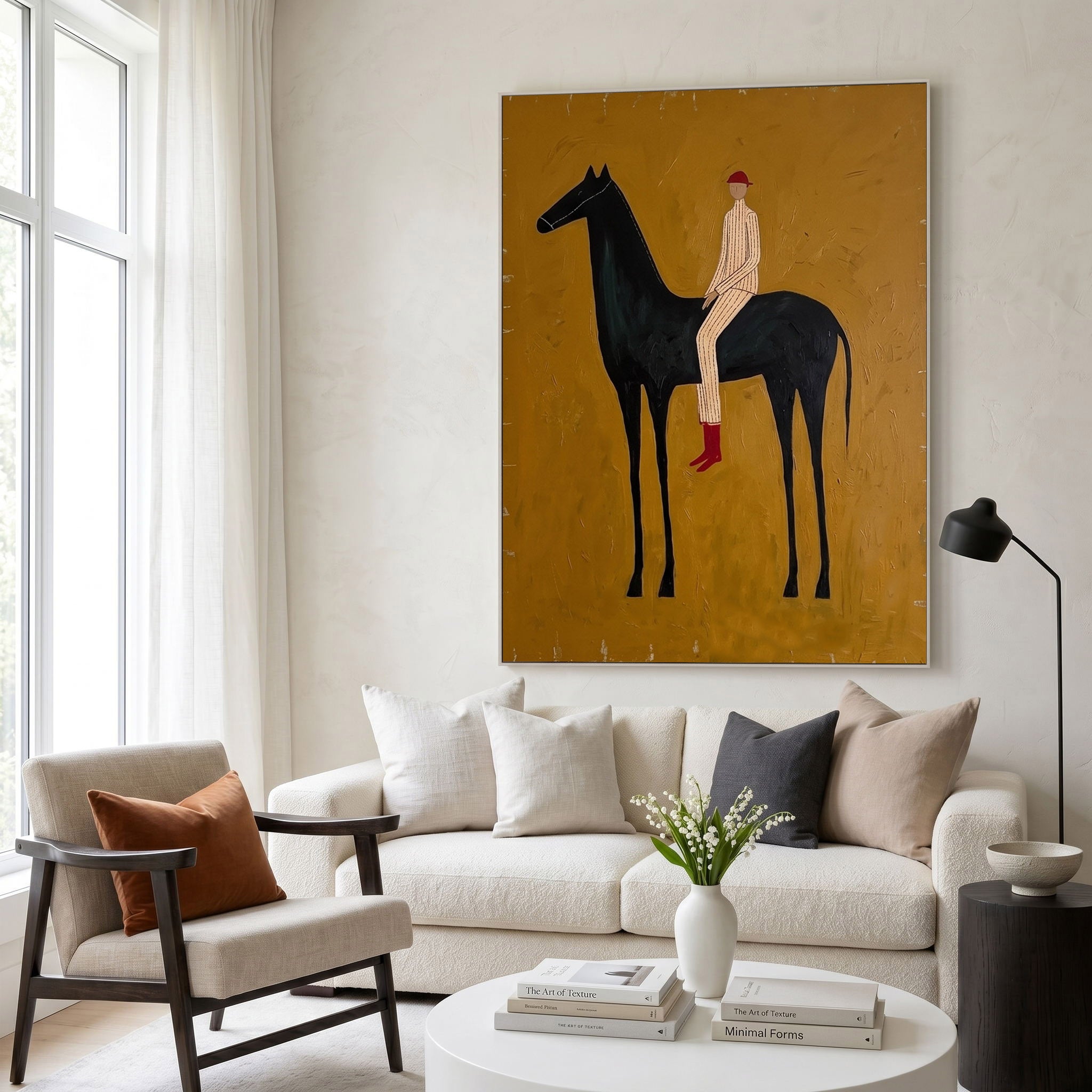 Large Cowboy Horse Wall Art Contemporary Western Minimalist Painting