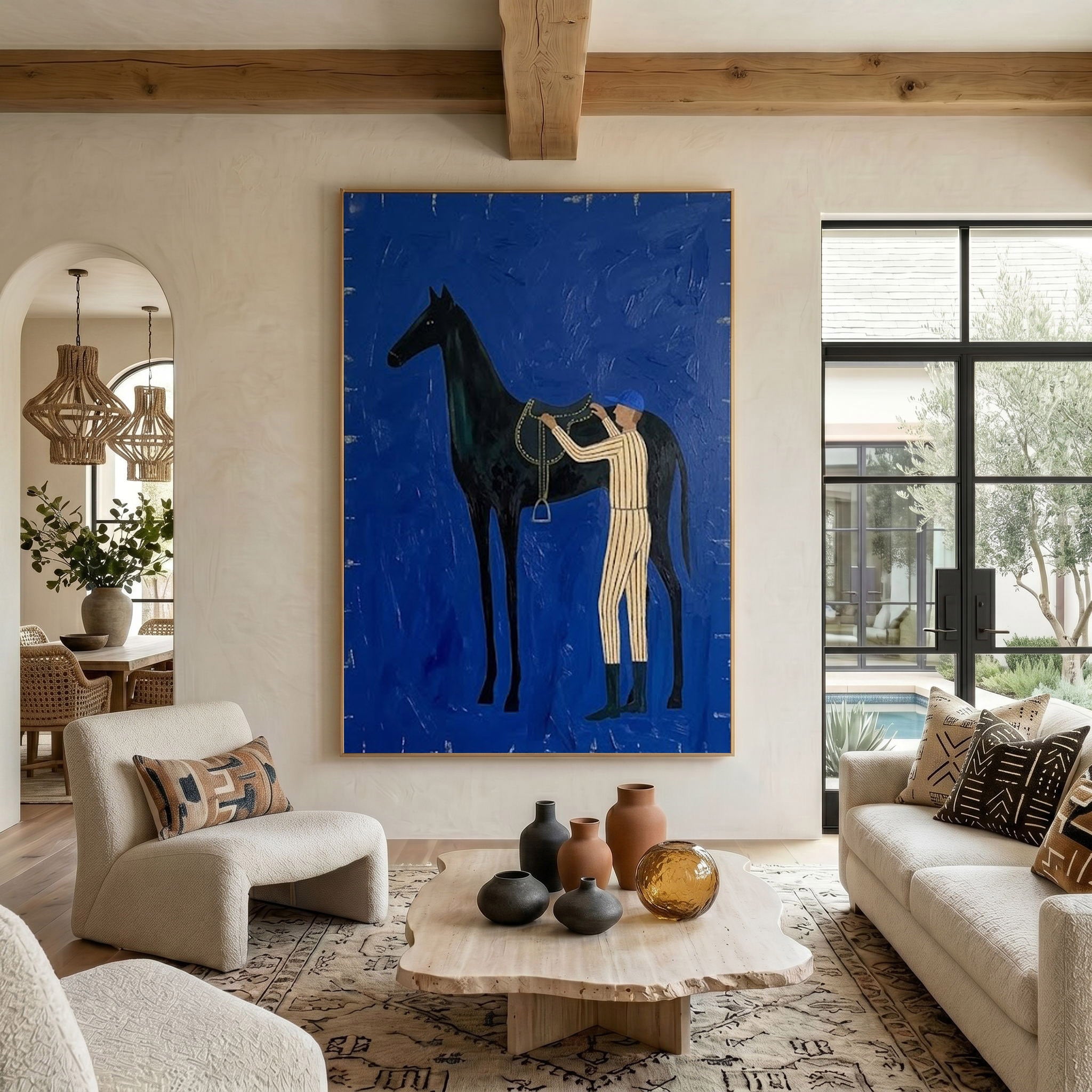 Large Cowboy Horse Wall Art Contemporary Western Equestrian Painting