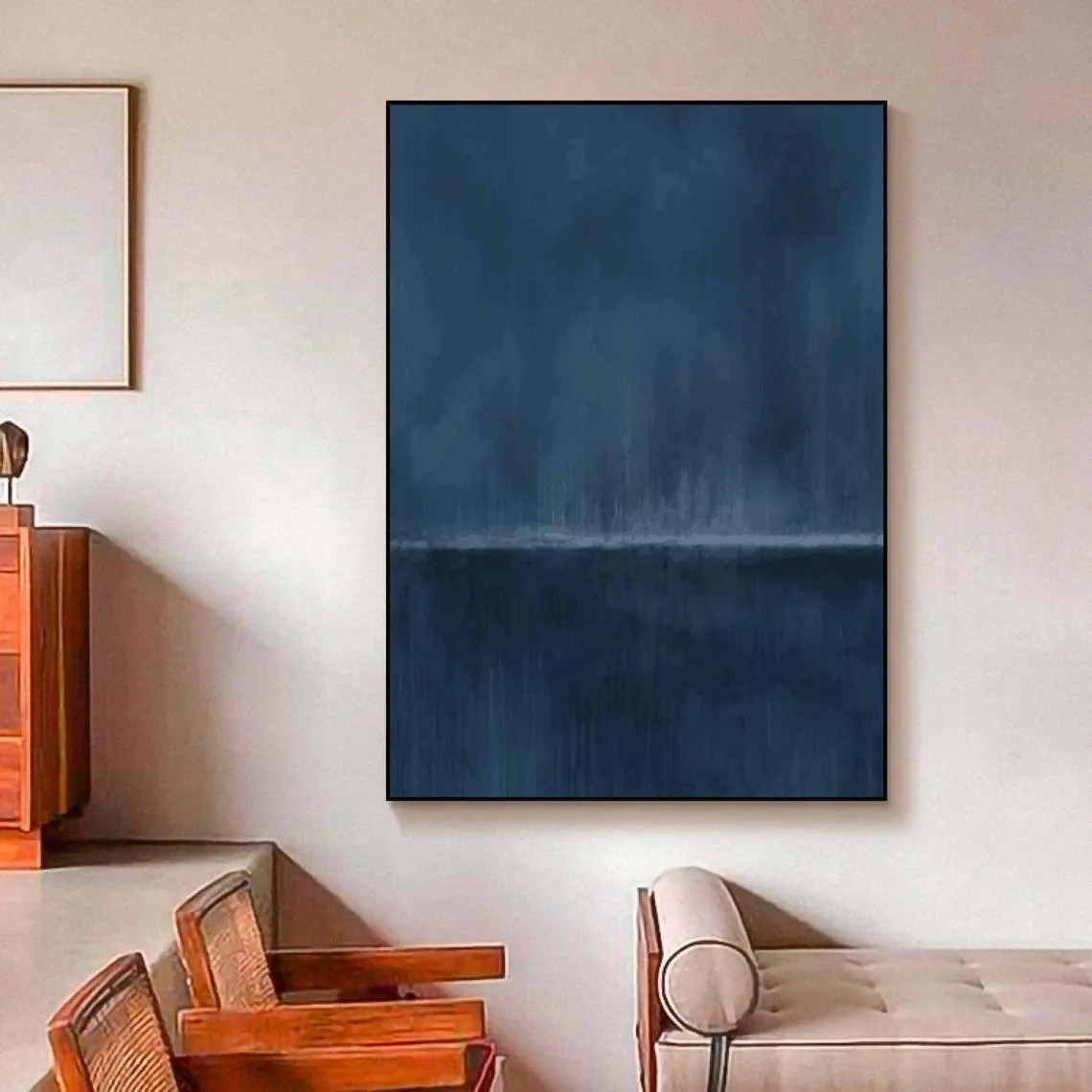Deep Blue Gradient Minimalist Art, Contemporary Wall Painting #BGA 076