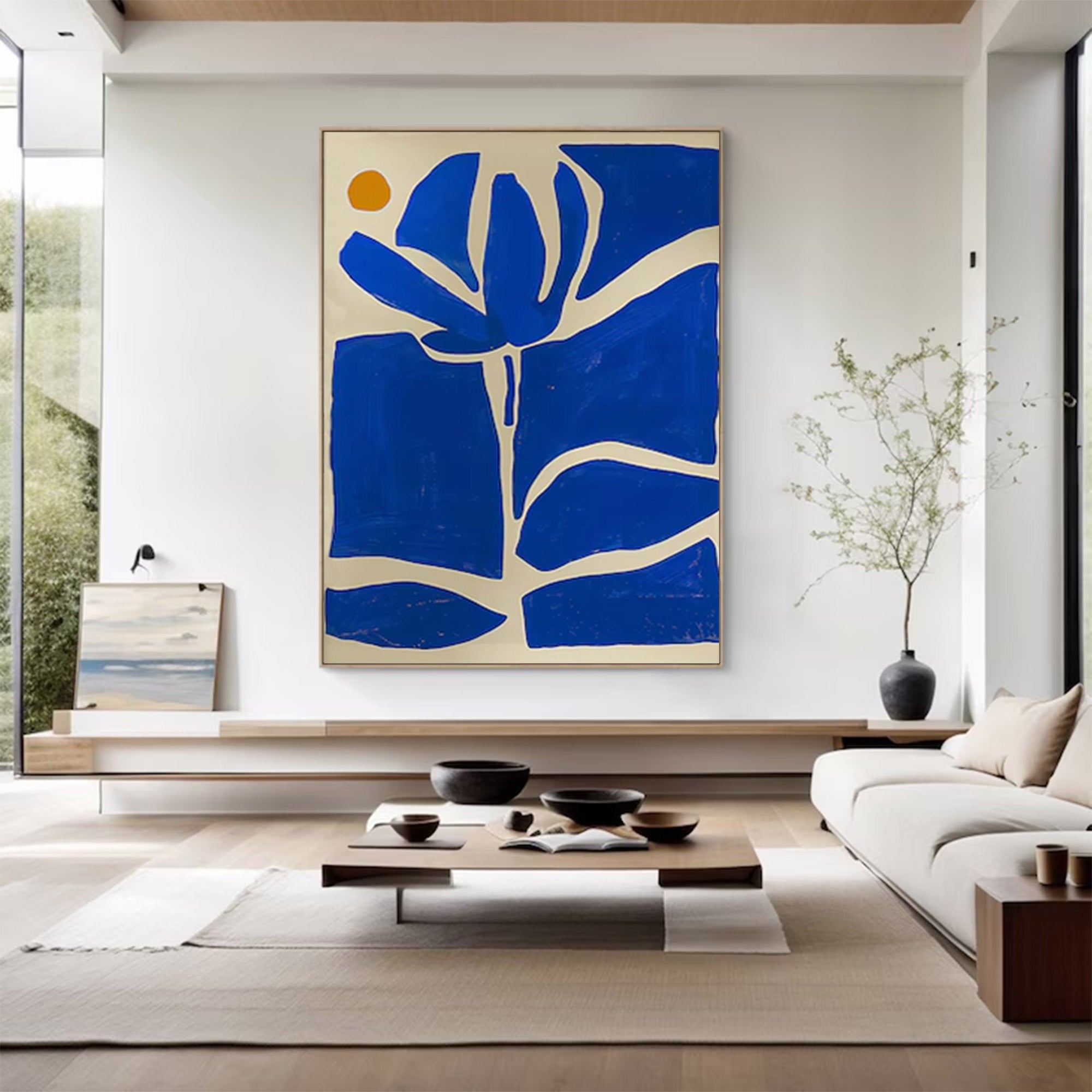 Blue Abstract Floral Cutout Painting | ArtvistaGallery #WG 096