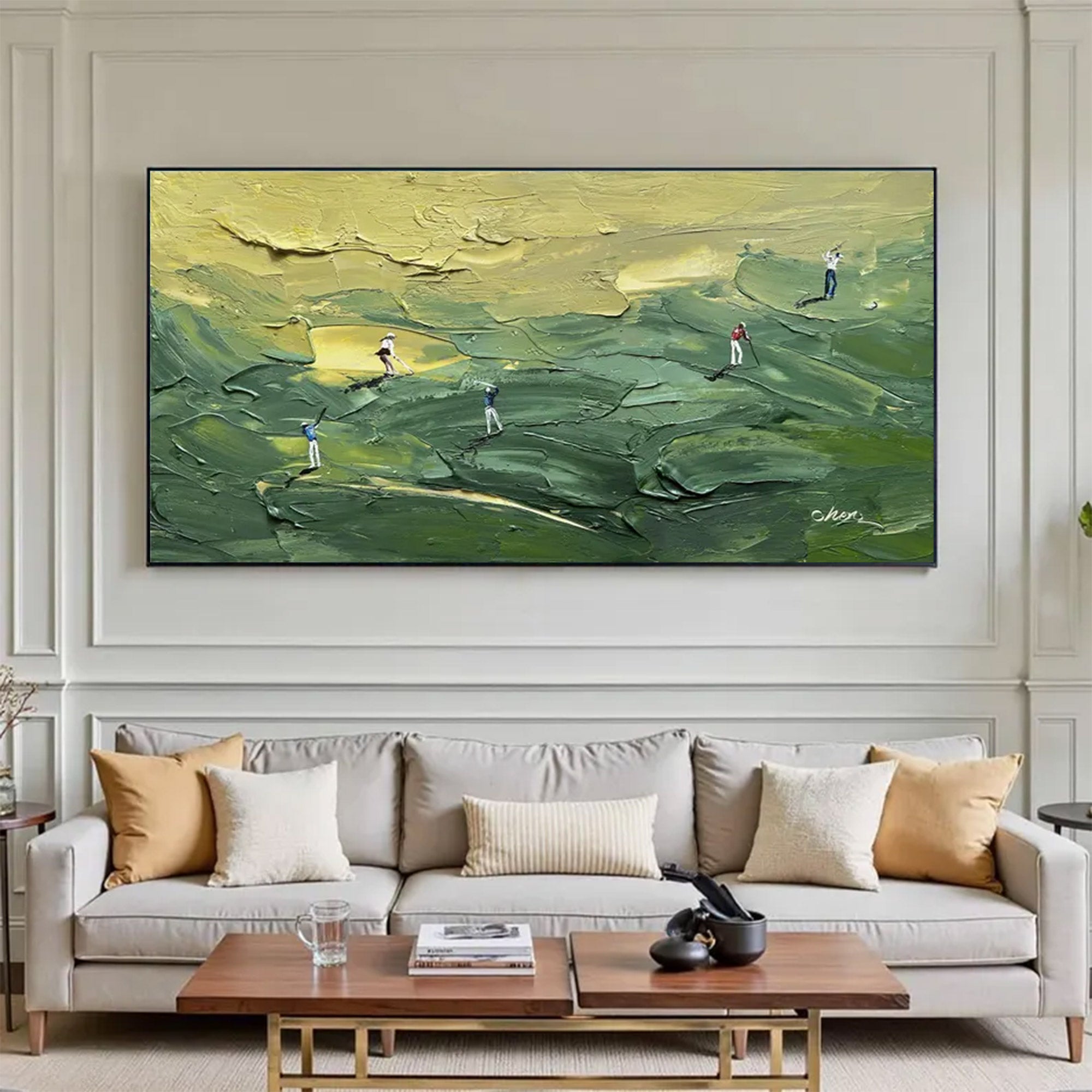 Large Modern Textured Golf Course Art | ArtvistaGallery #WGA 034