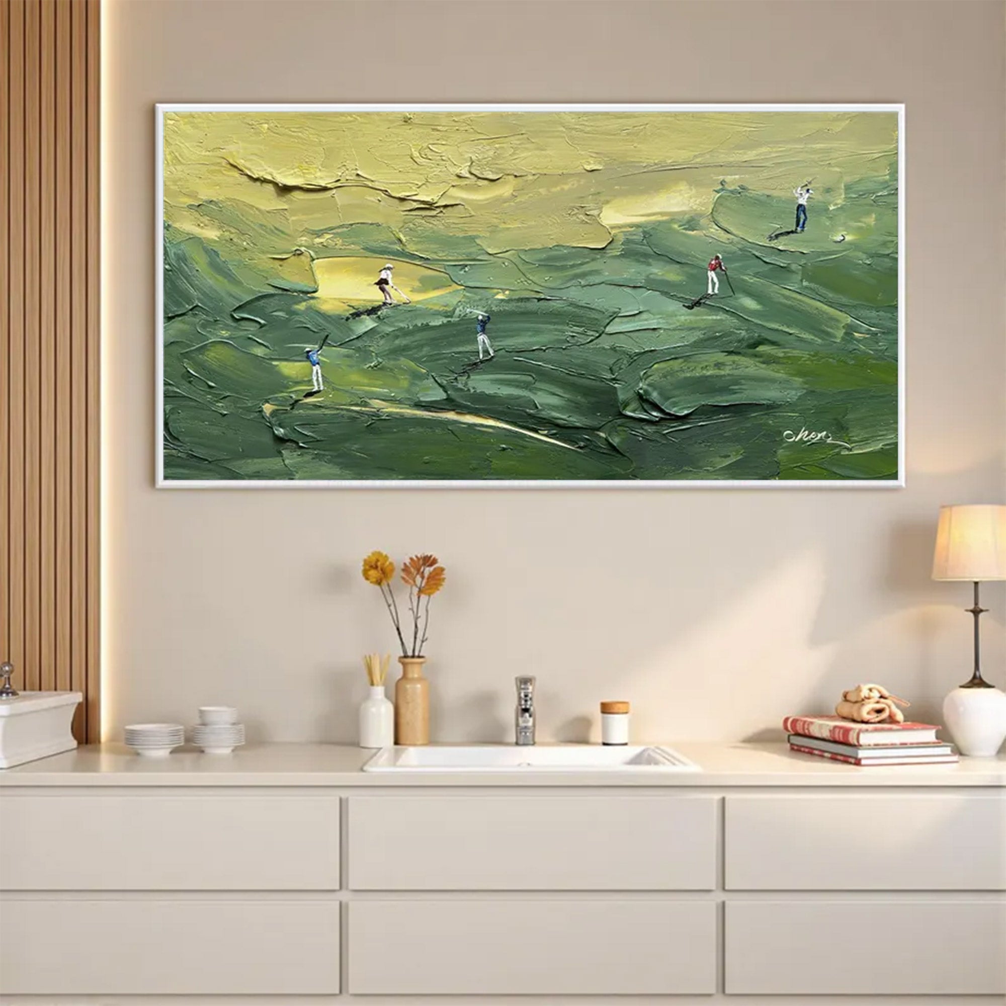 Large Modern Textured Golf Course Art | ArtvistaGallery #WGA 034