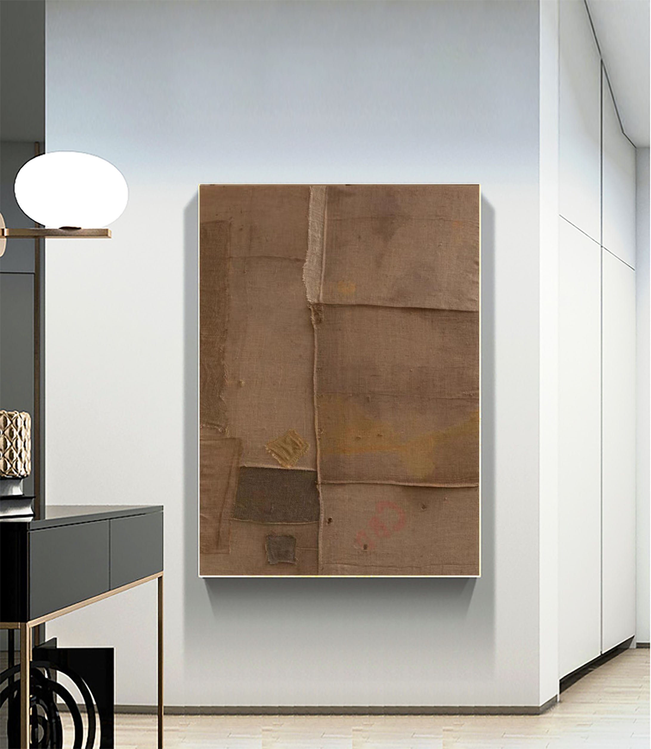 Beige & Brown Abstract Painting #LL 021