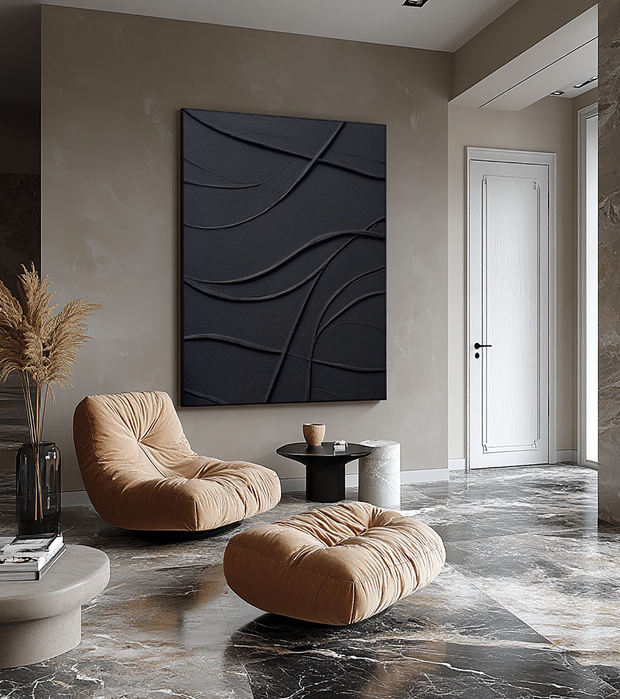 Minimalist Art: Large Black Wall Art for Chic Interiors #BBA 060