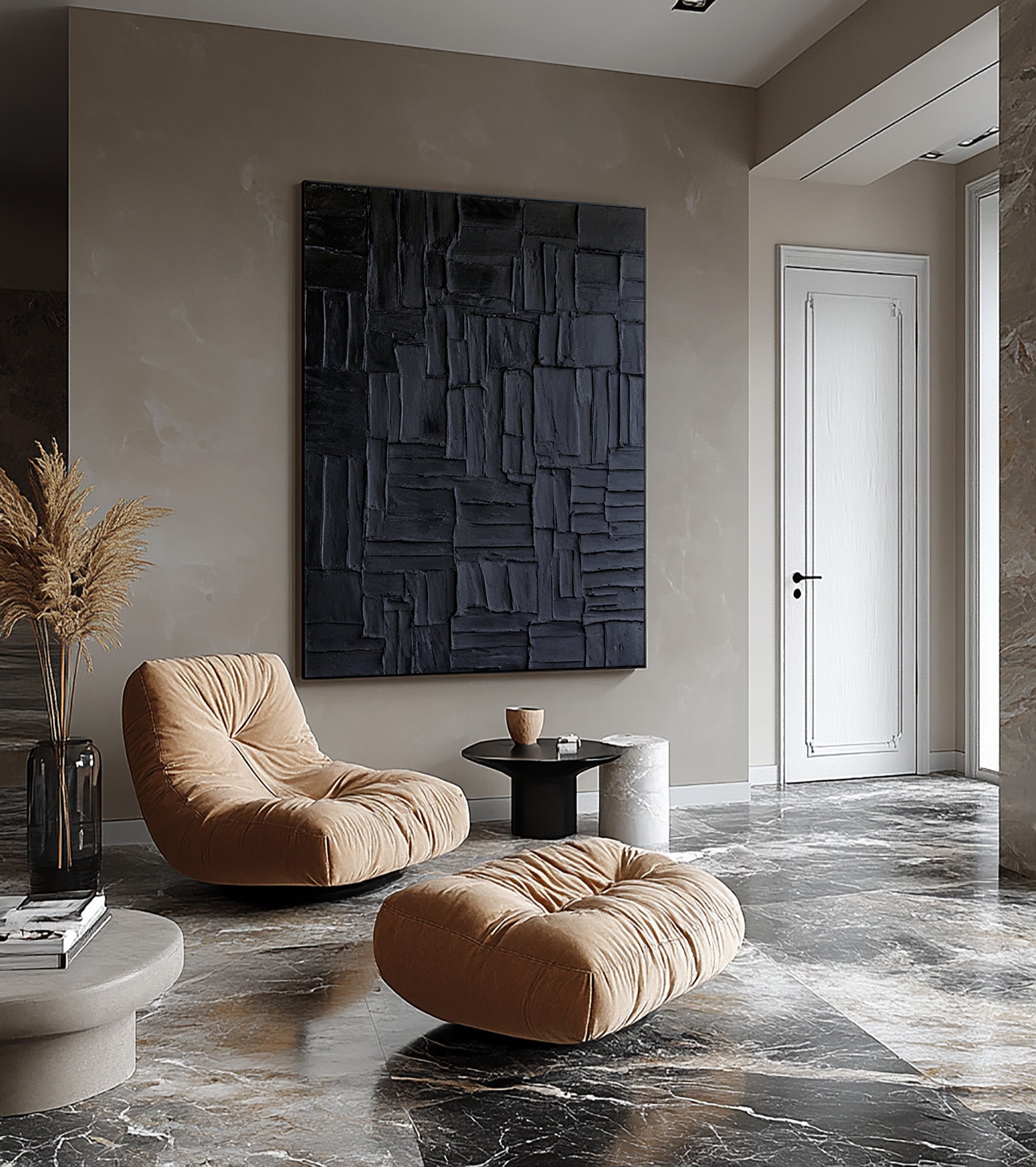 Modern Black Wall Art - Minimalist Painting #BBA 055