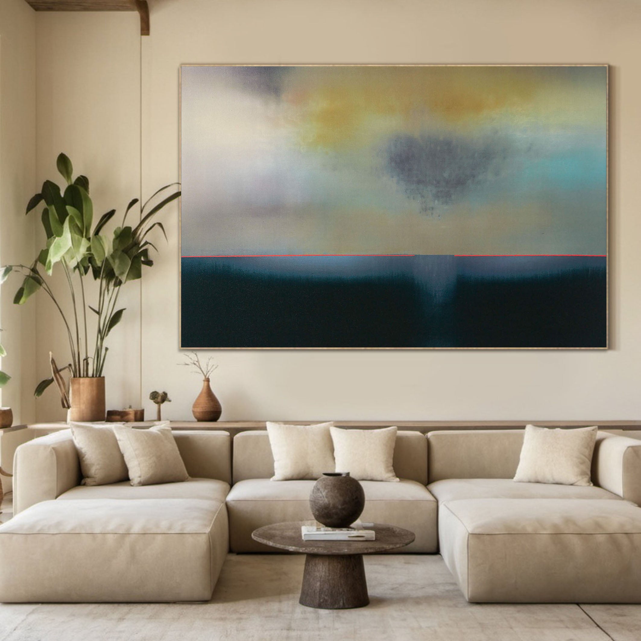 Soft Color Landscape with Distinct Horizon, Minimalist Art #BGA 067