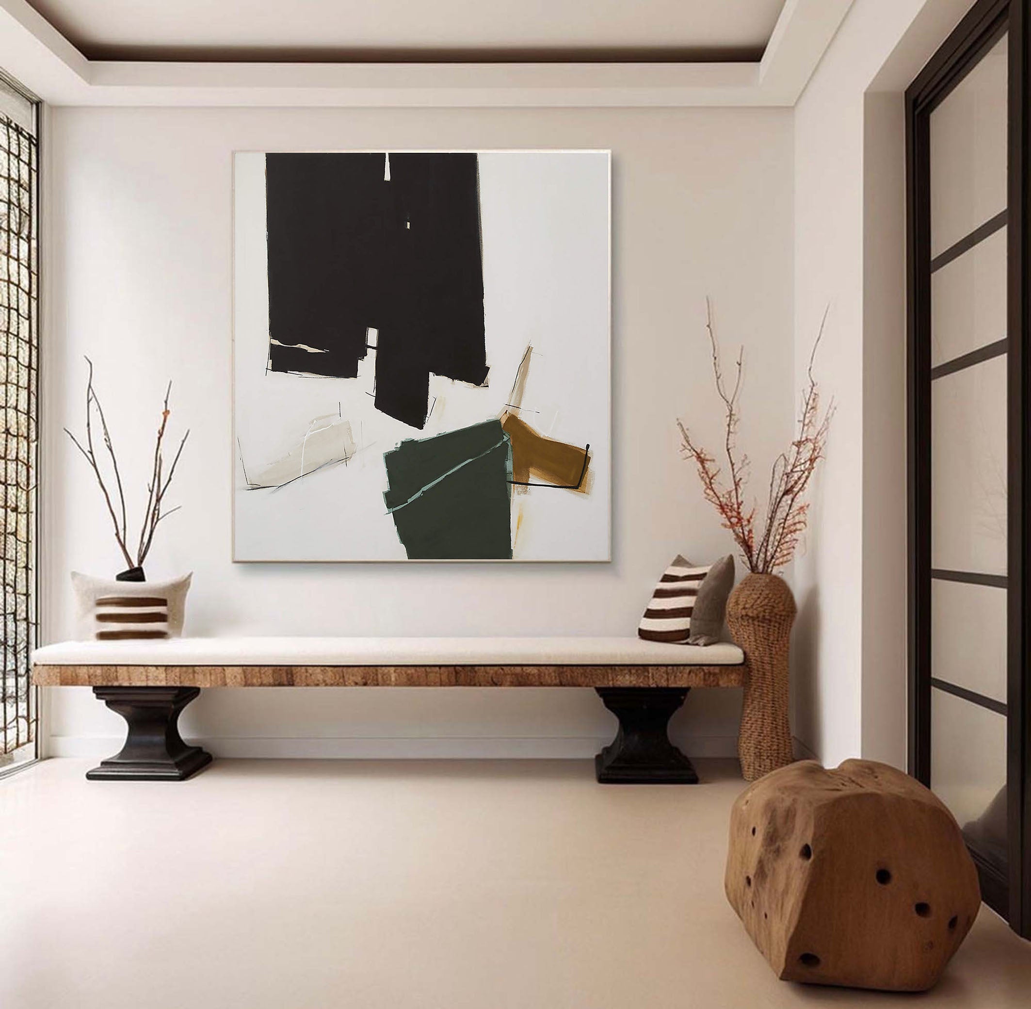 Framed Geometric and Organic Bold Color Abstraction #BGA 070