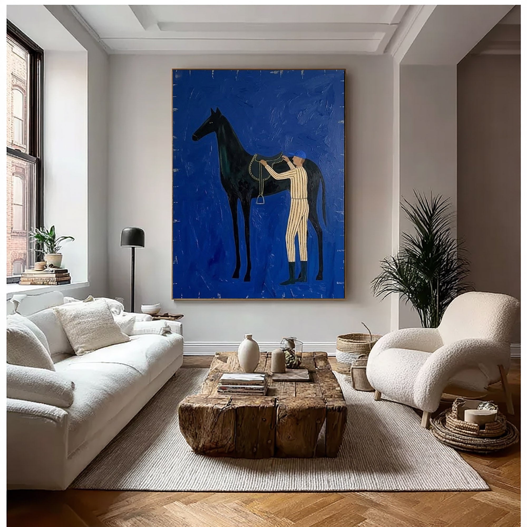 Large Cowboy Horse Wall Art Contemporary Western Equestrian Painting