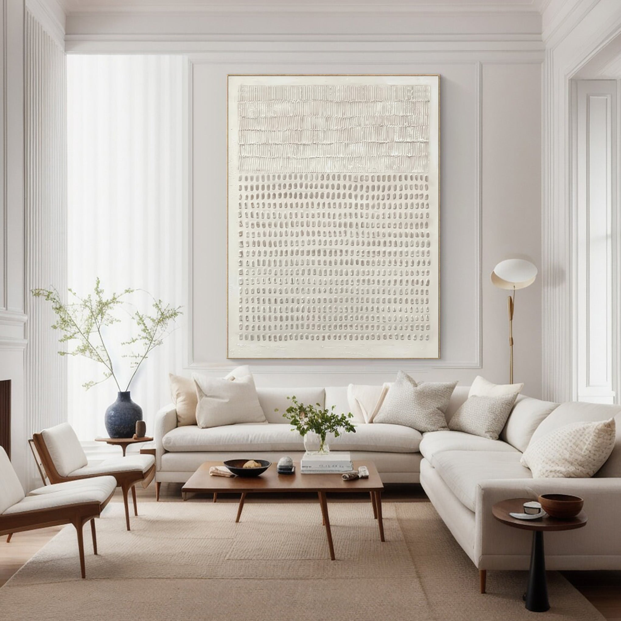 Contemporary Neutral Abstract Painting Rectangular Wall Art #WG 044
