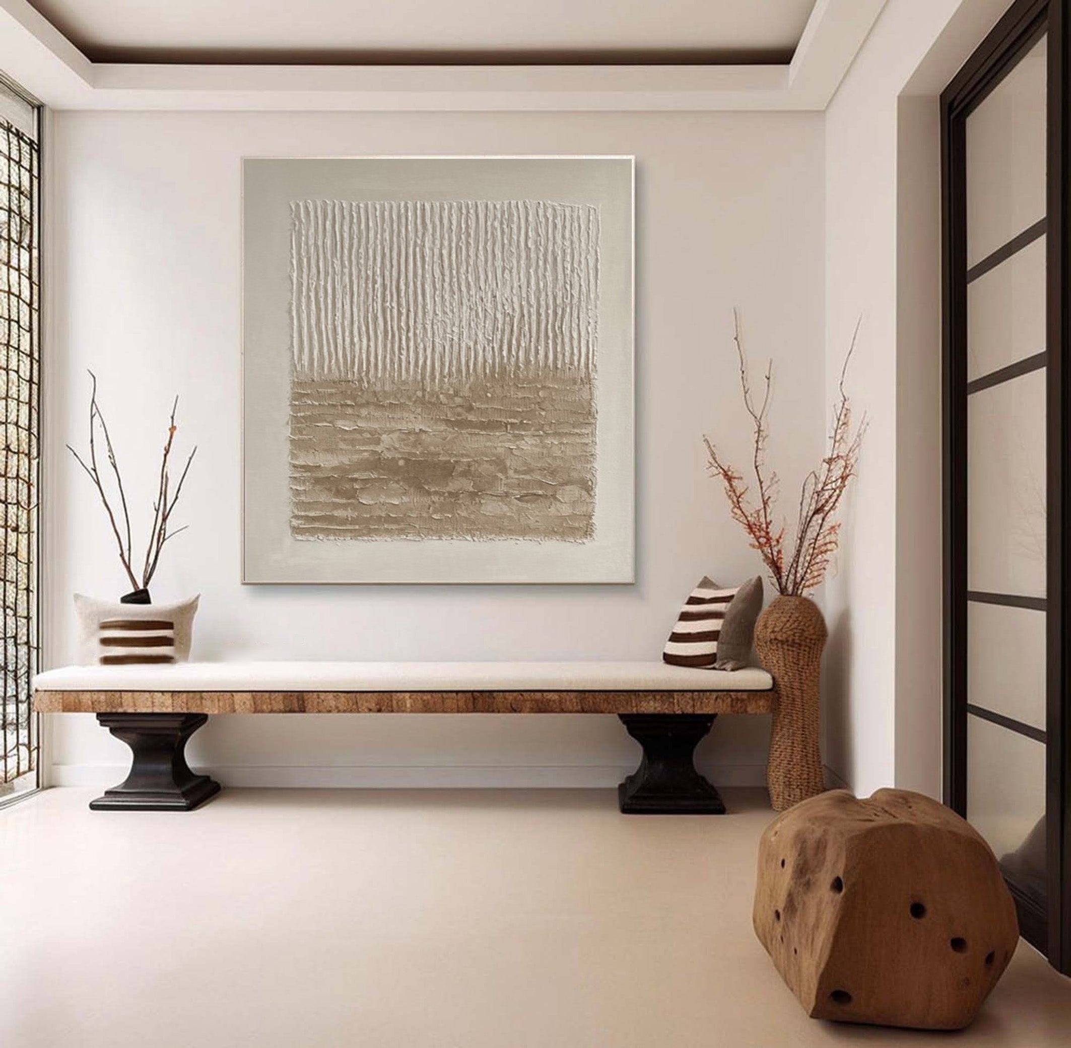 Neutral Impasto with Vertical Striations and Earthy Horizon #BGA 196