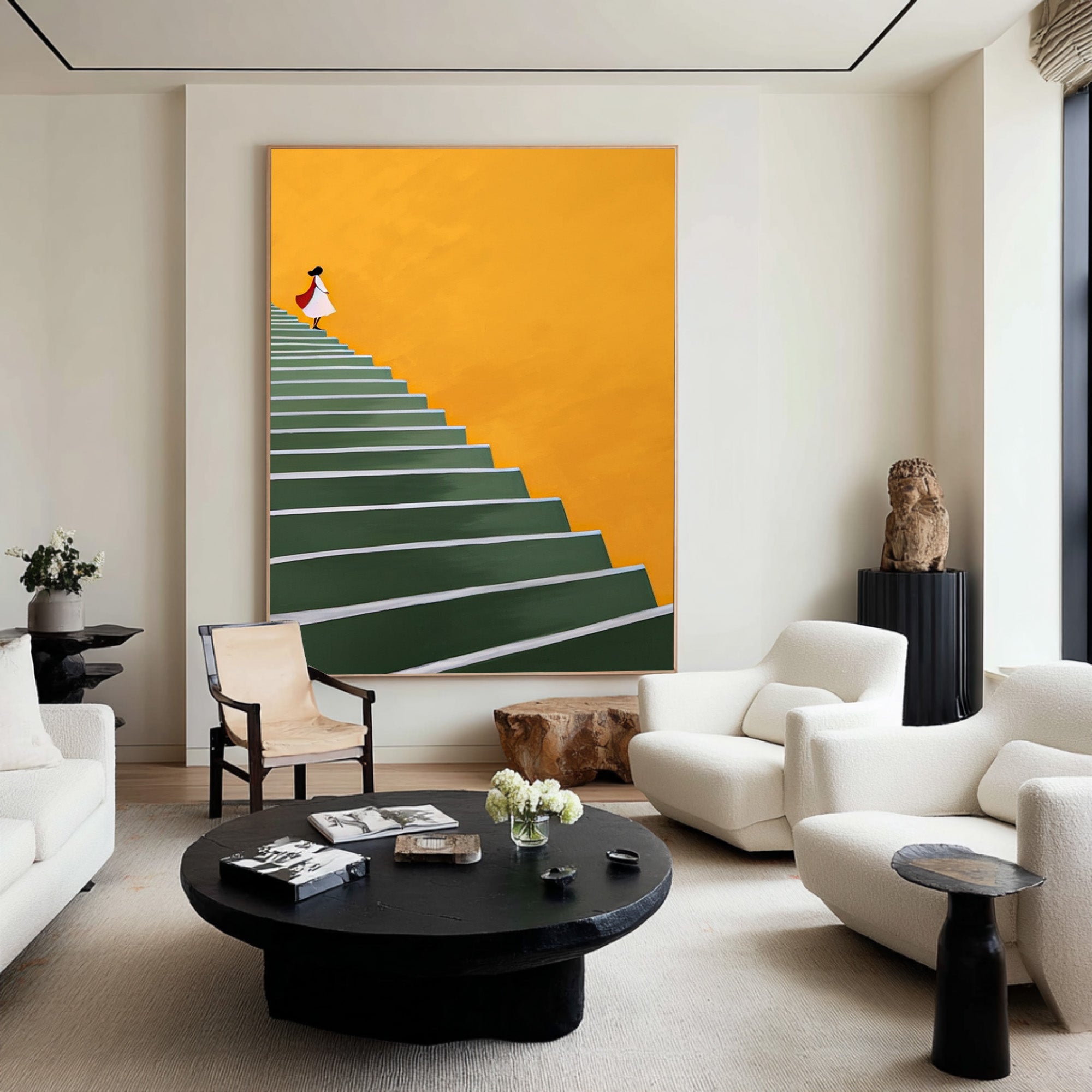 Large Contemporary Abstract Oil Painting, Minimalist Figure Art for Modern Interior | ArtvistaGallery #WAB 012