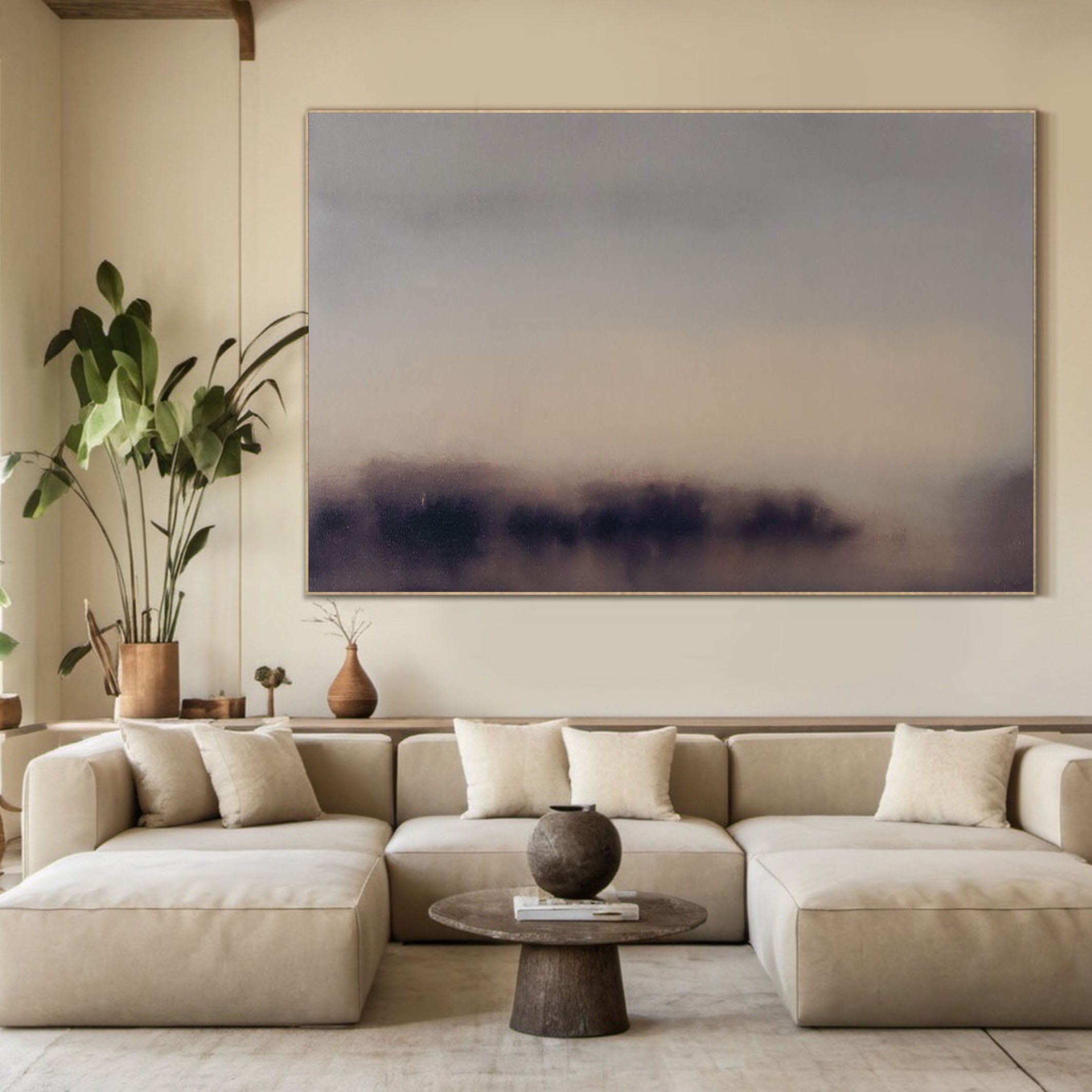 Abstract Landscape with Distant Purple Forms, Modern Wall Art #BGA 066