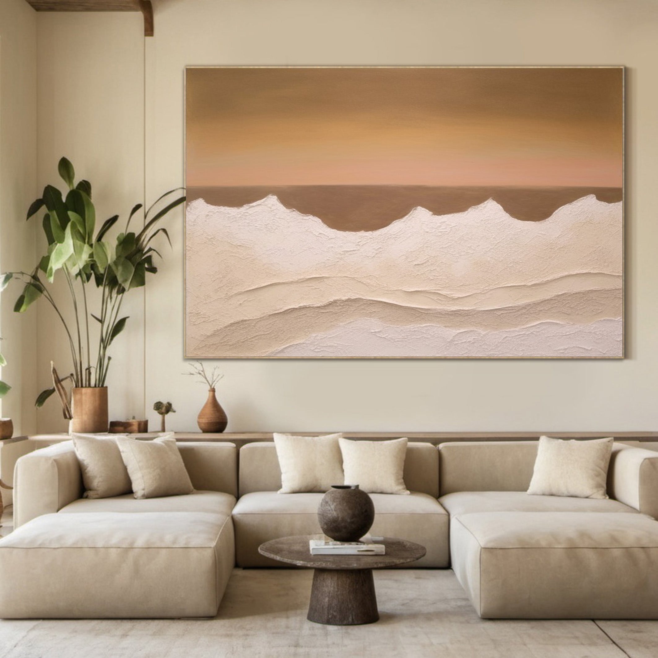 Contemporary Abstract with Textured Band, Minimalist Landscape #BGA 171