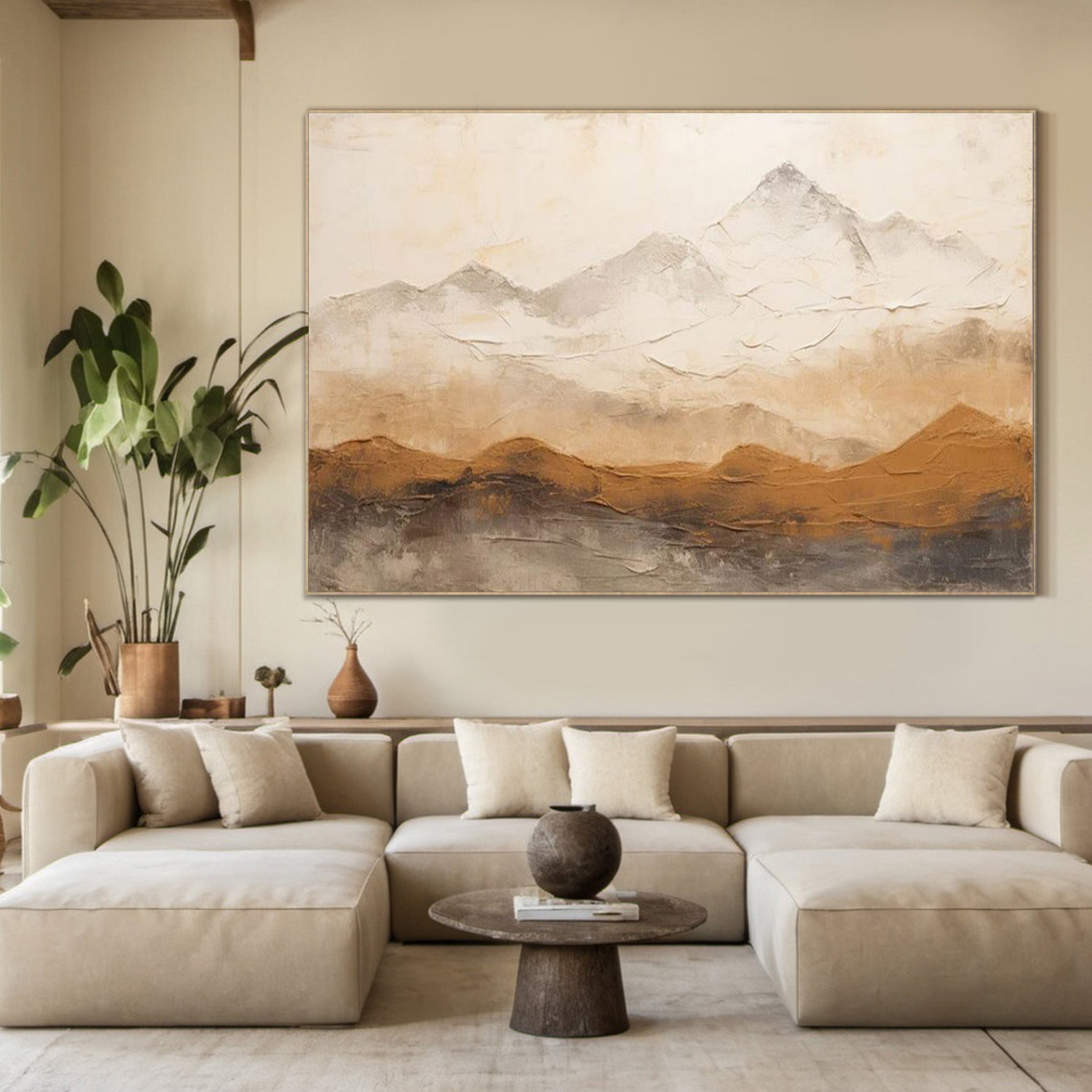 Earthy Peaks: Contemporary Textured Mountain Wall Art #BGA 153