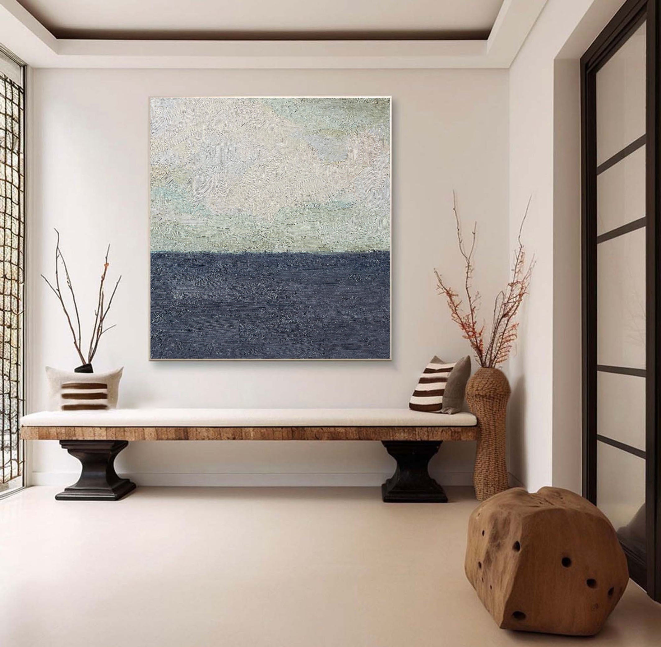 Minimalist Impasto Abstract Wall Art, Horizontal Color Fields #BGA 071