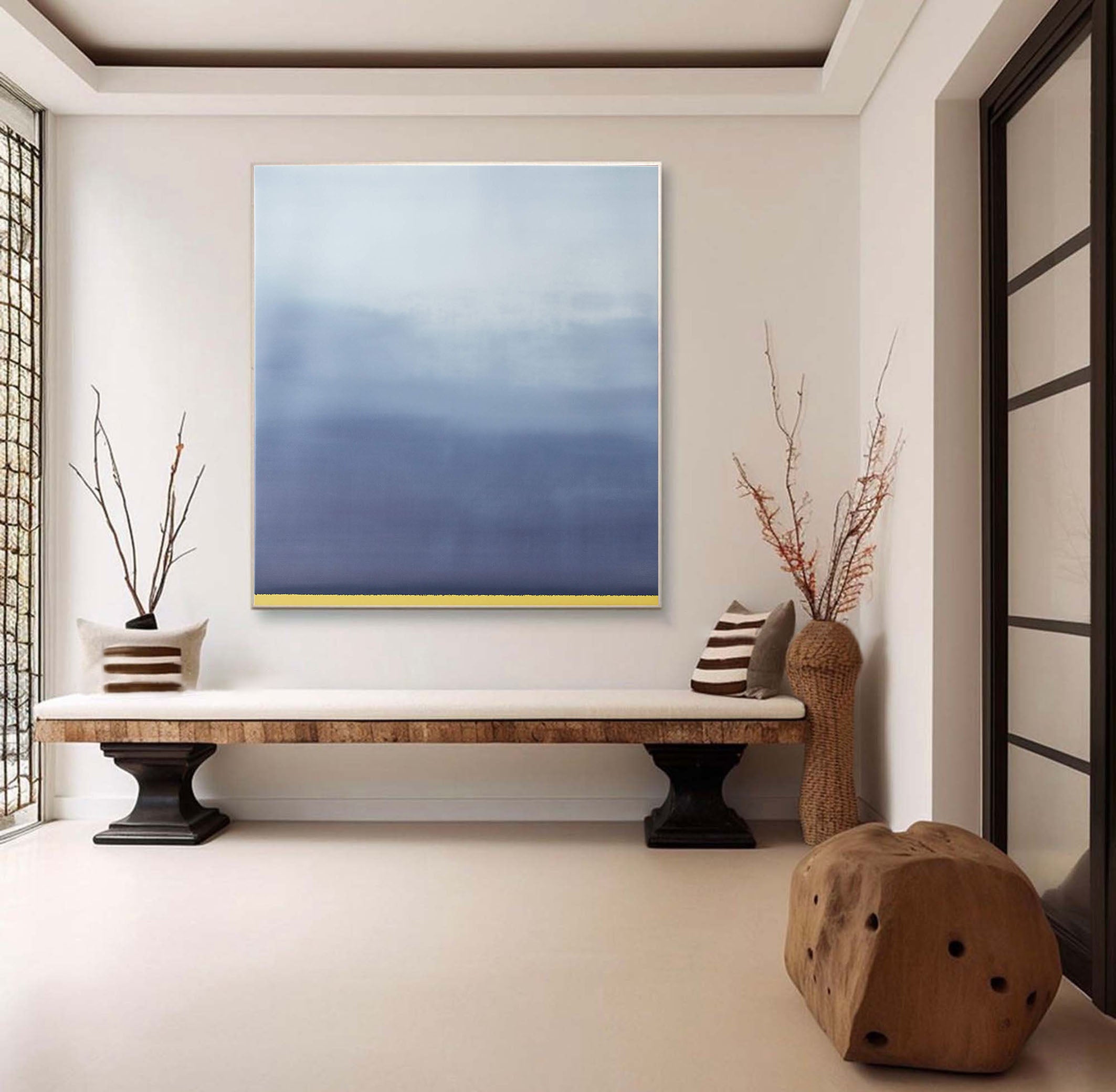 Minimalist Blue Horizon Abstraction with Distinct Color Bands #BGA 074