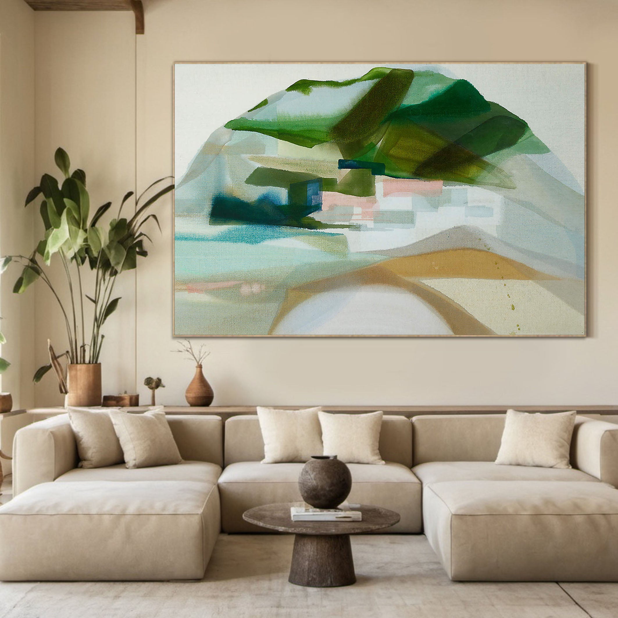 Abstract Hill and Valley, Blended Green and Beige #BGA 061