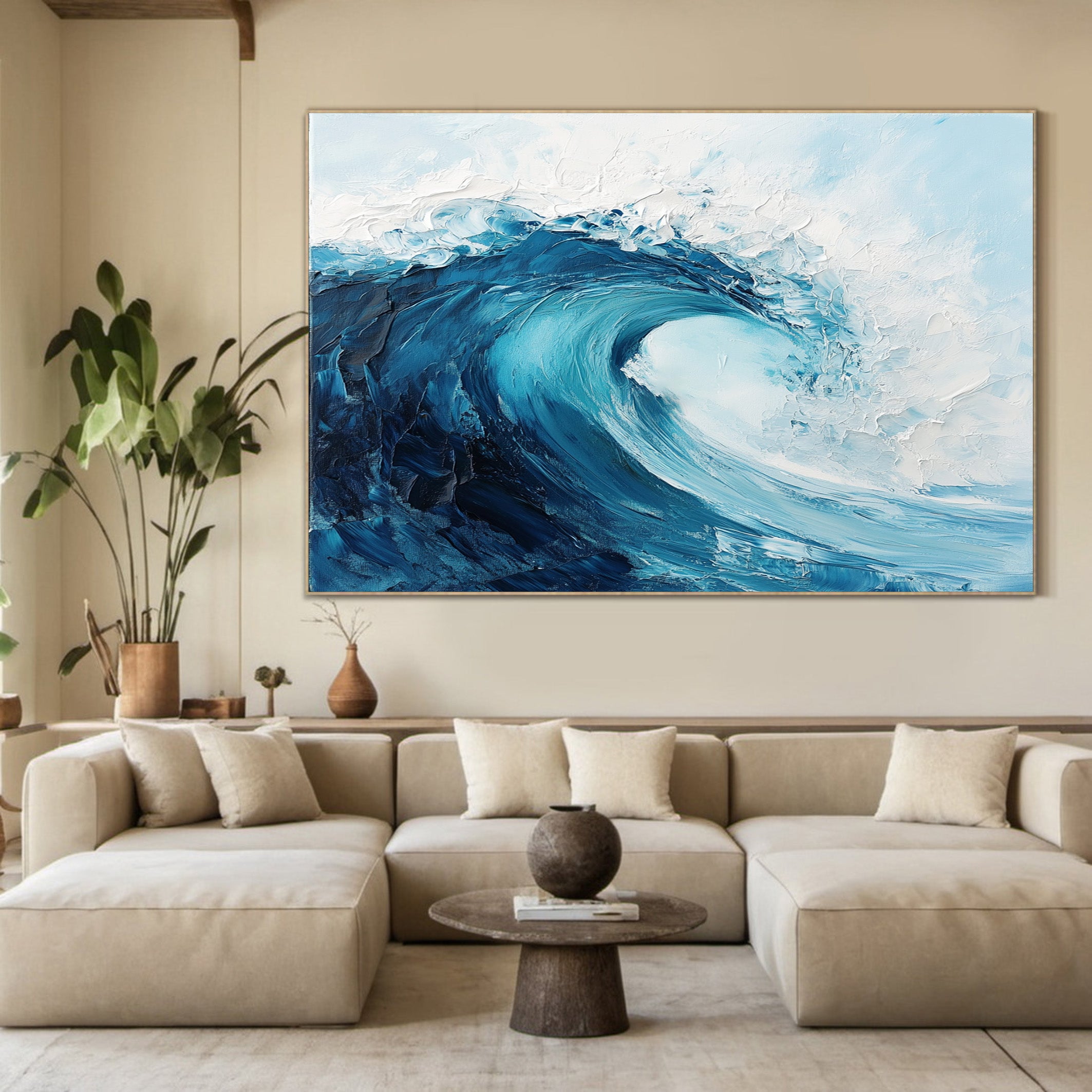 Deep Blue Impact: Bold Textured Wave, Powerful Ocean Art #BGA 149