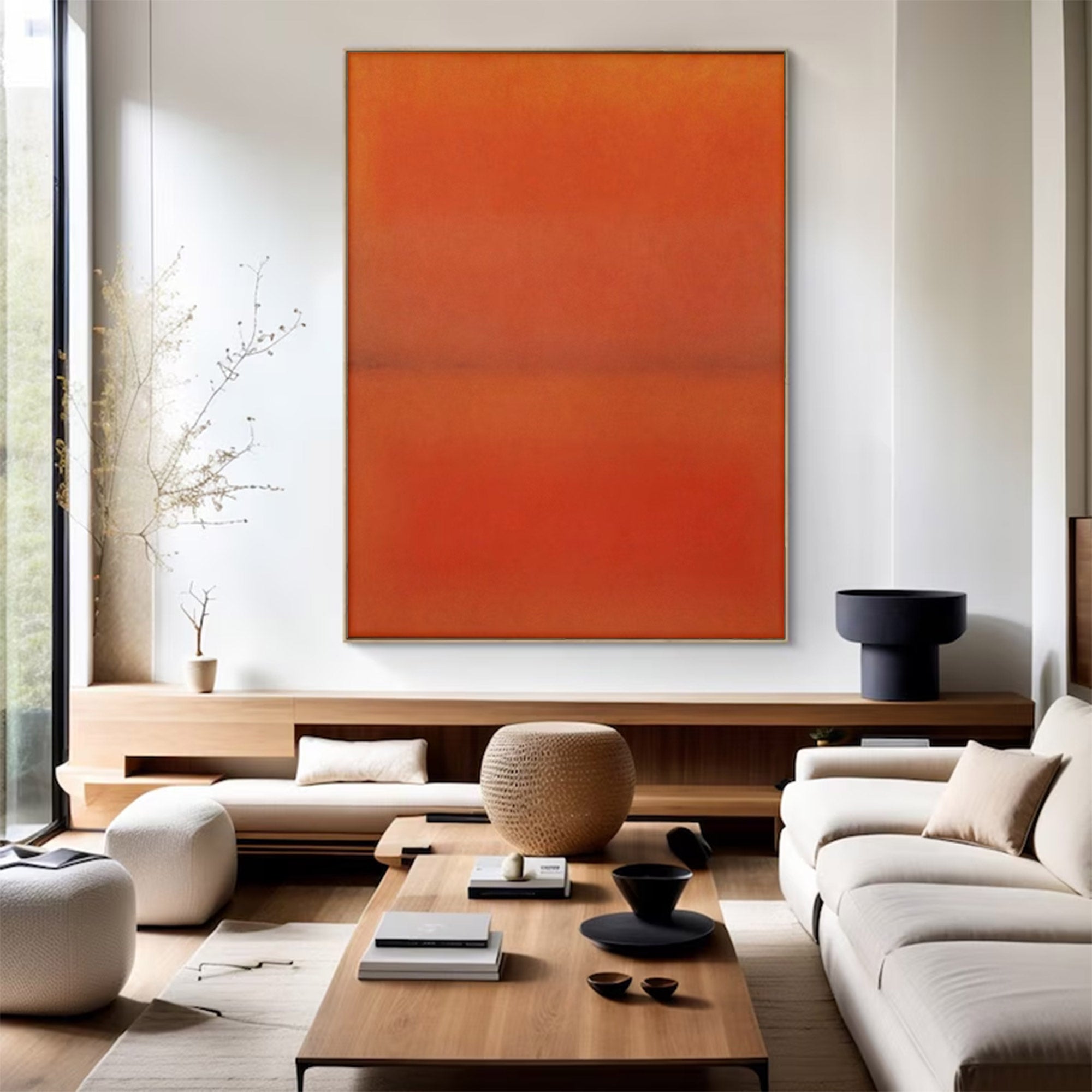 Modern Large Abstract Orange Red | ArtvistaGallery #WG 104
