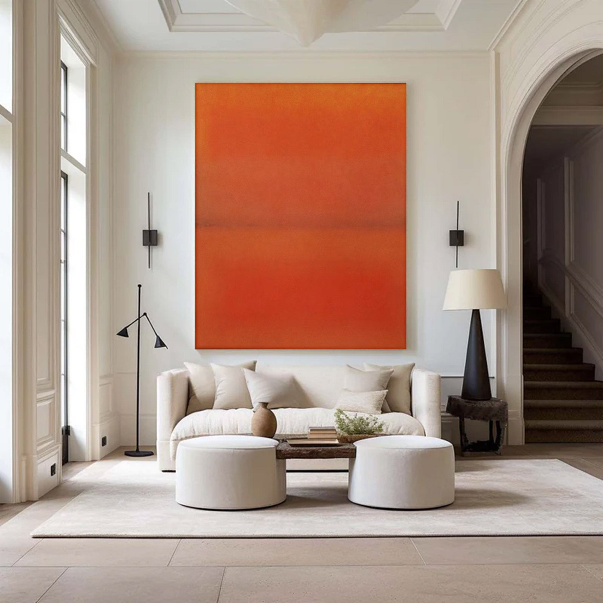 Modern Large Abstract Orange Red | ArtvistaGallery #WG 104
