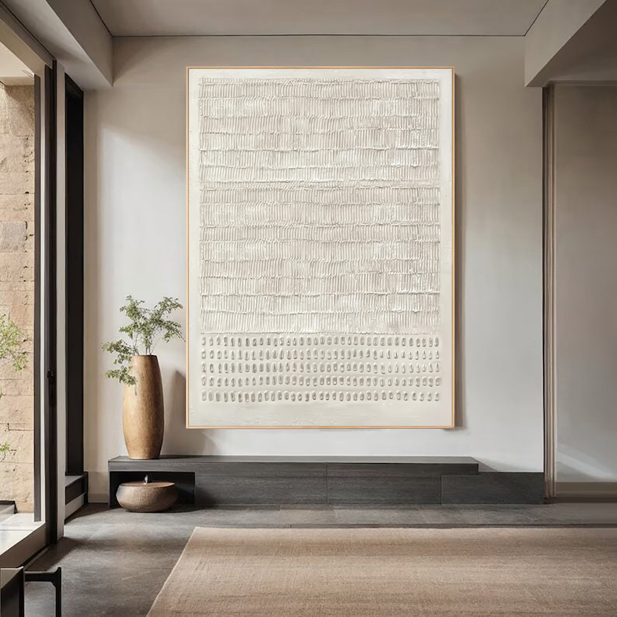 Minimalist Textured Canvas Home Decor Large Vertical #WG 043