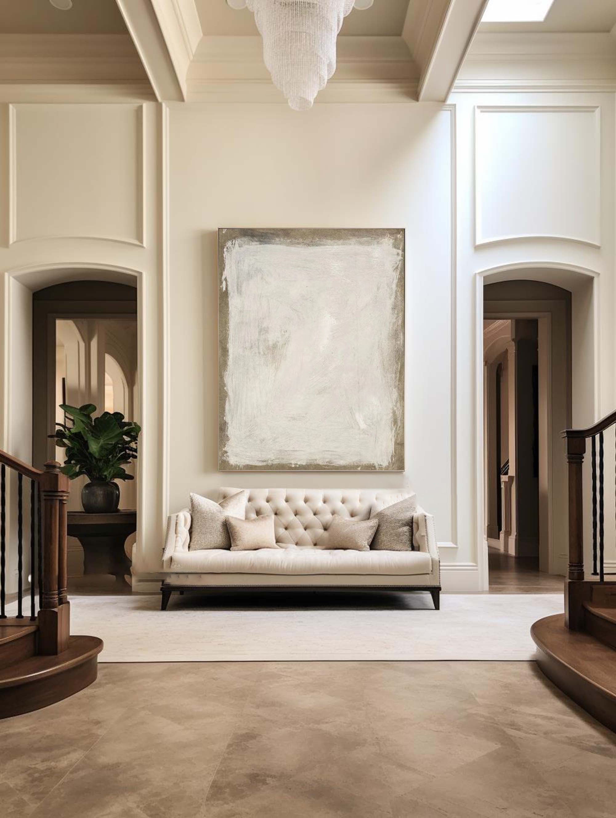 Beige & Brown Abstract Painting #LL 048