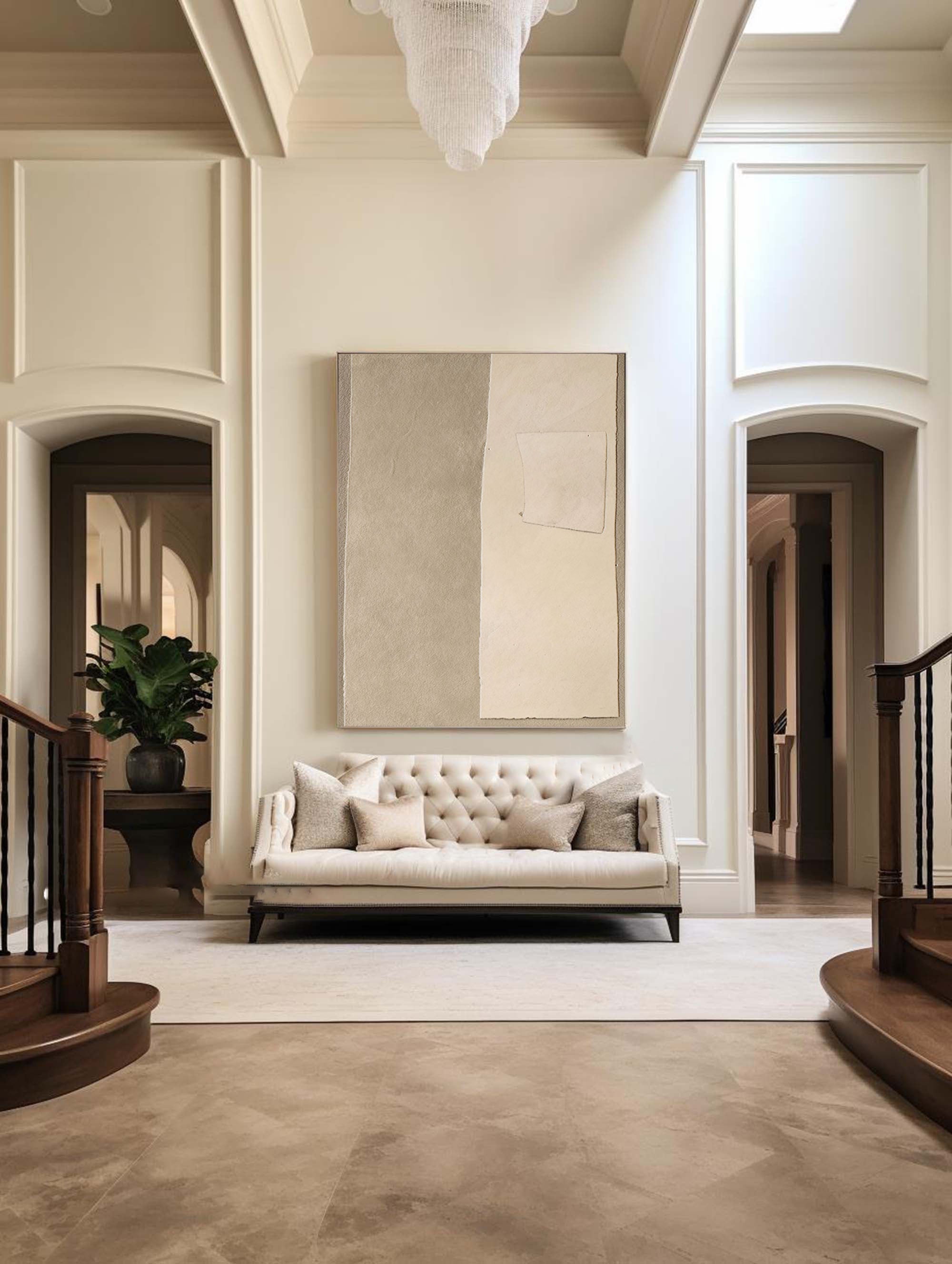 Beige & Brown Abstract Painting #LL 037