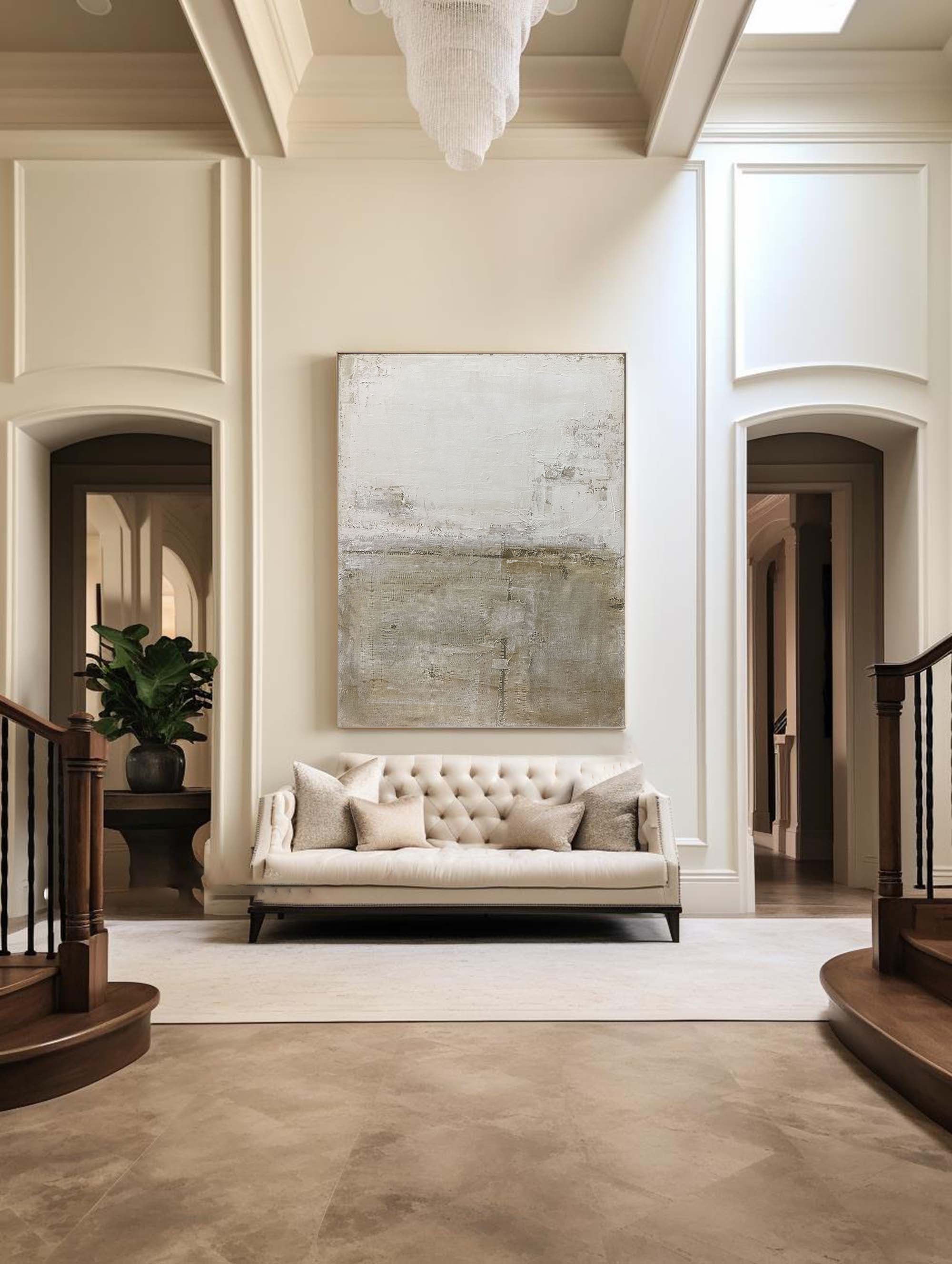 Beige & Brown Abstract Painting #LL 049