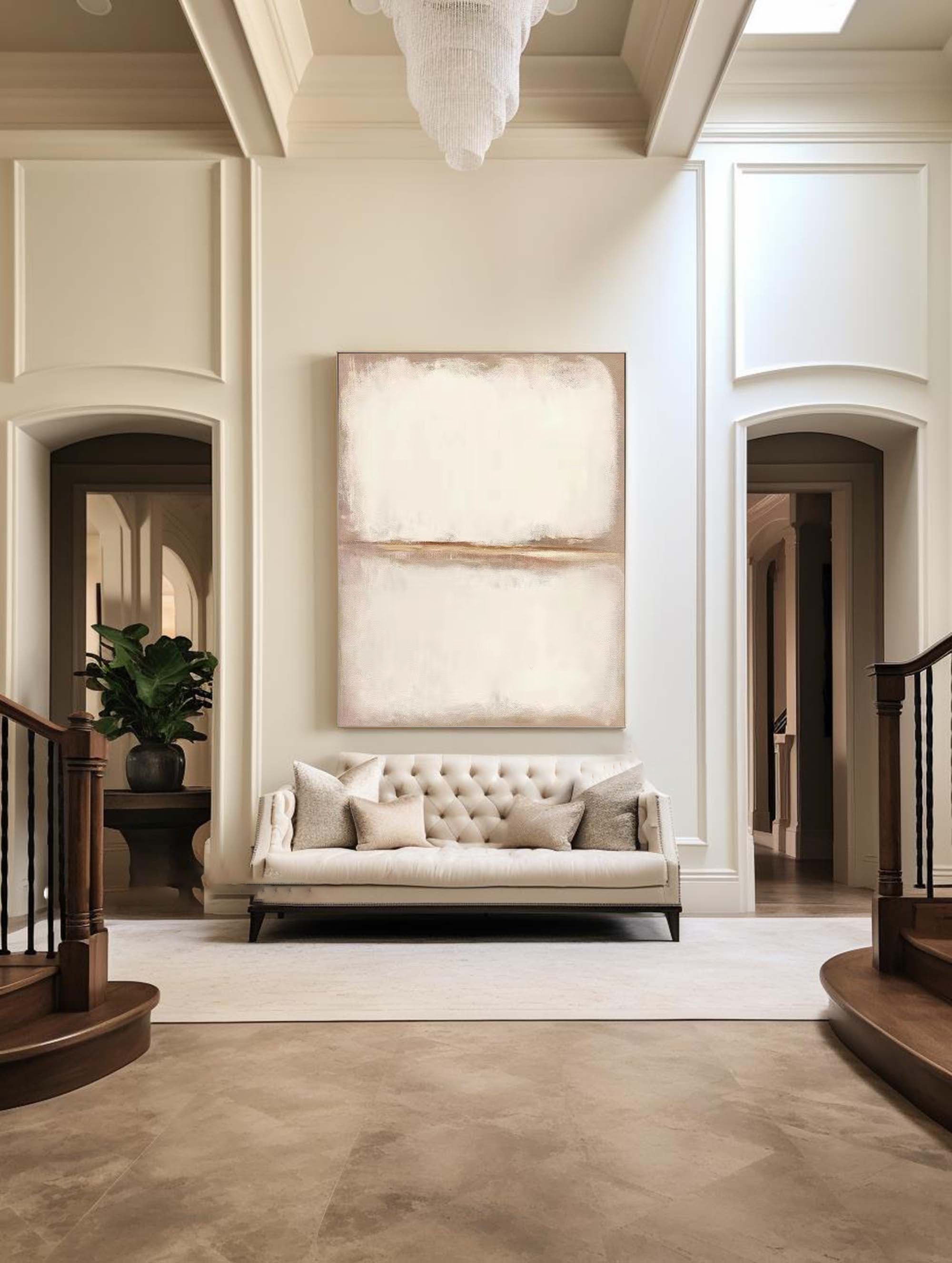 Beige & Brown Abstract Painting #LL 044