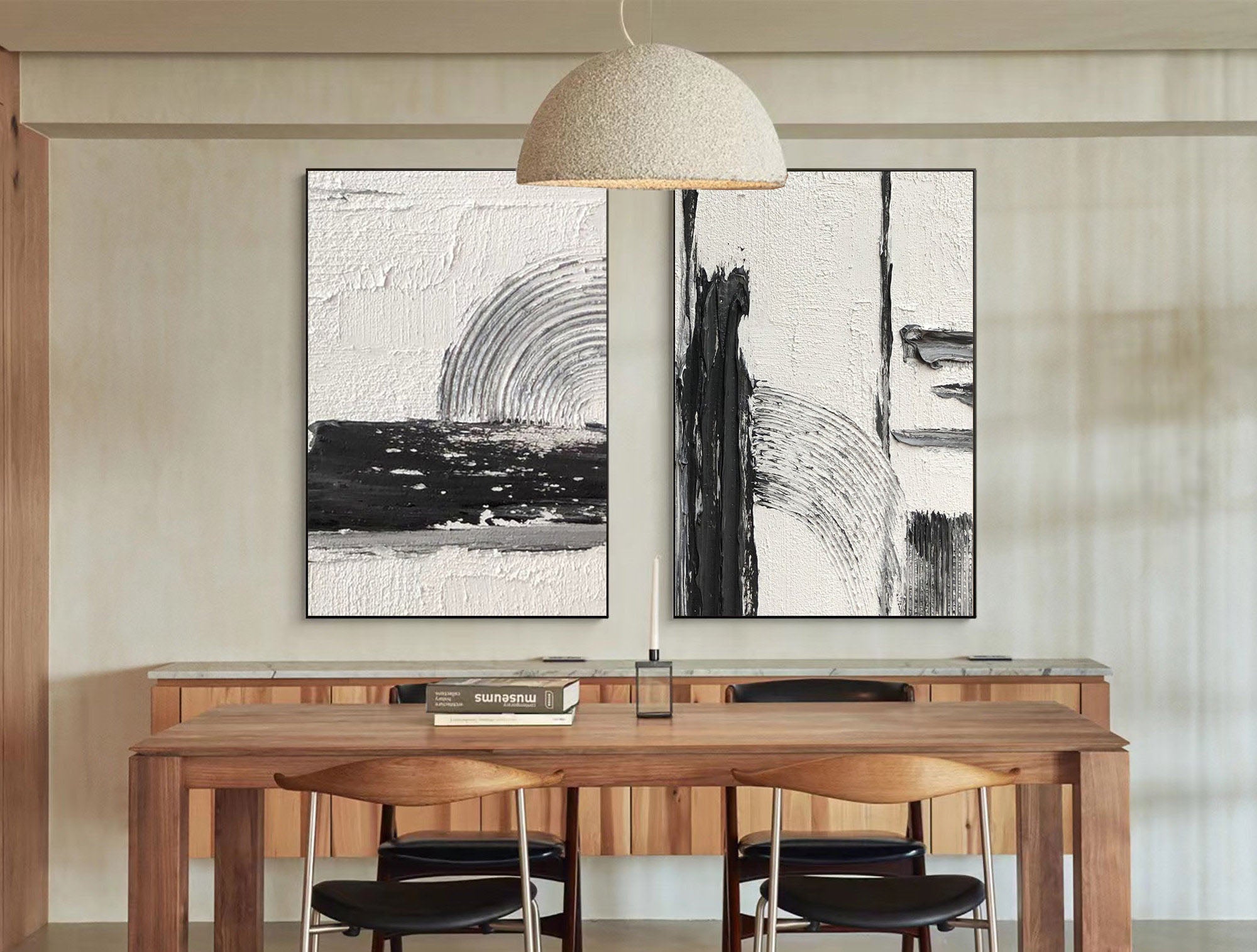Black & White Abstract Painting SET OF 2 #AVG 029