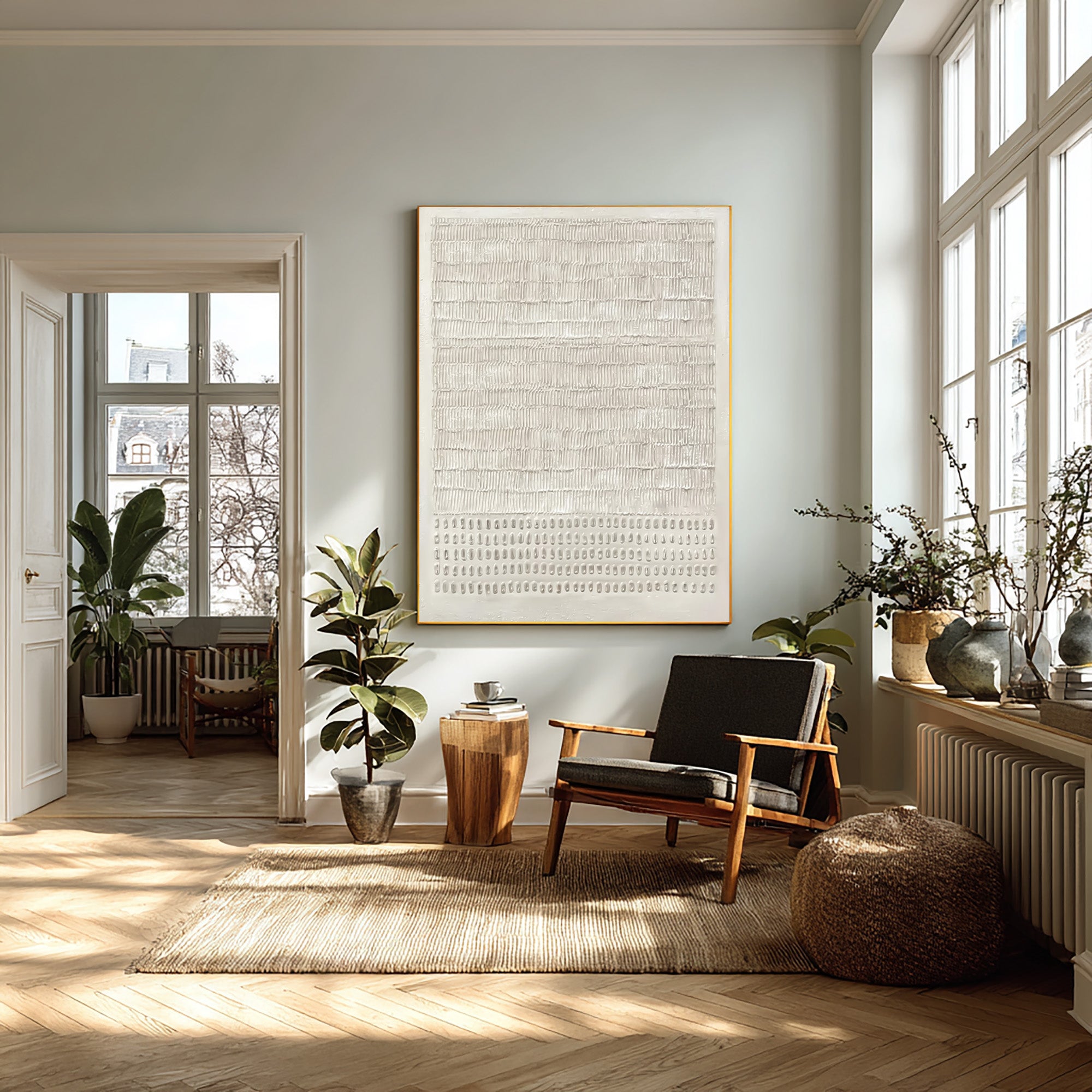 Minimalist Textured Canvas Home Decor Large Vertical #WG 043