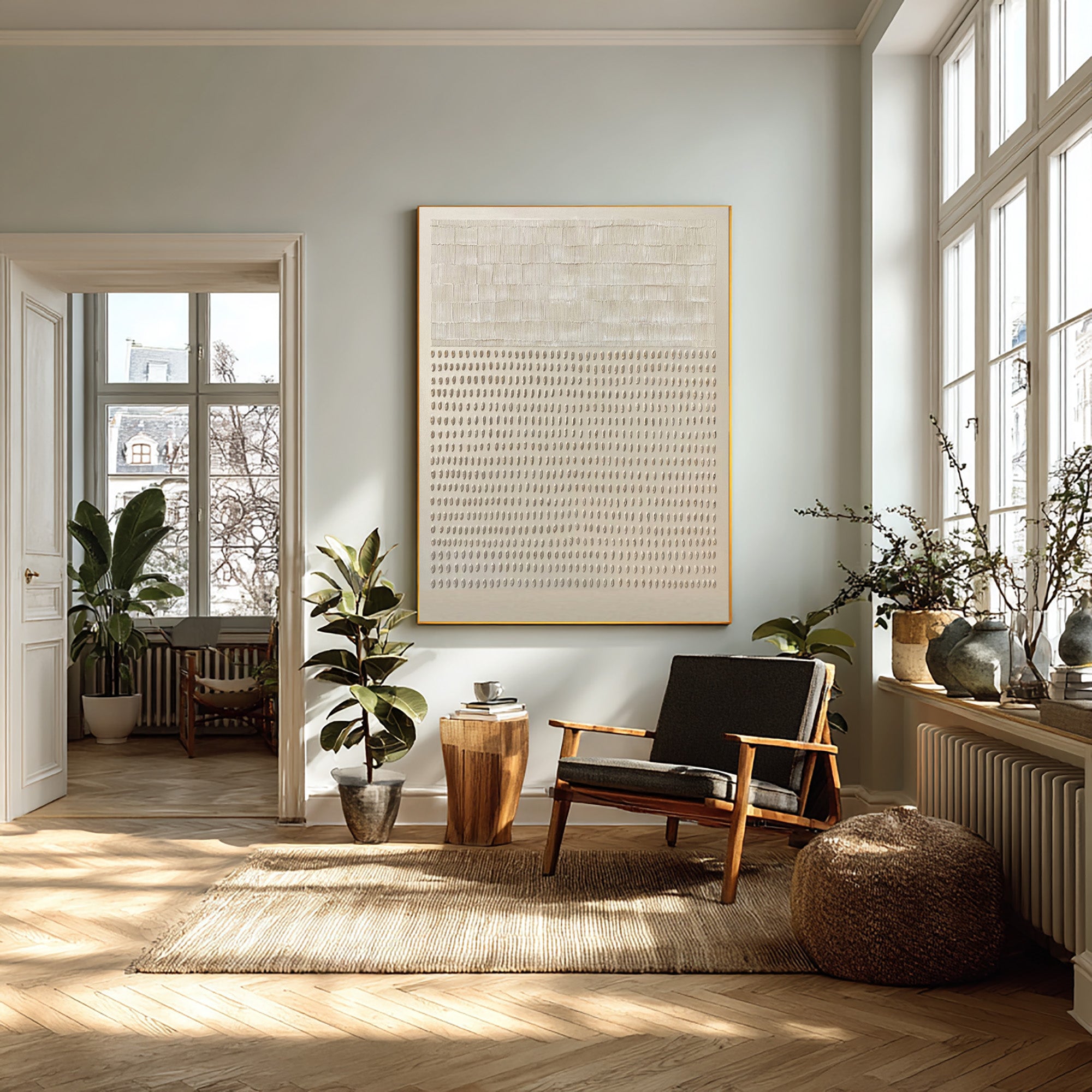 Modern Beige Textured Painting Statement Wall Decor #WG 045