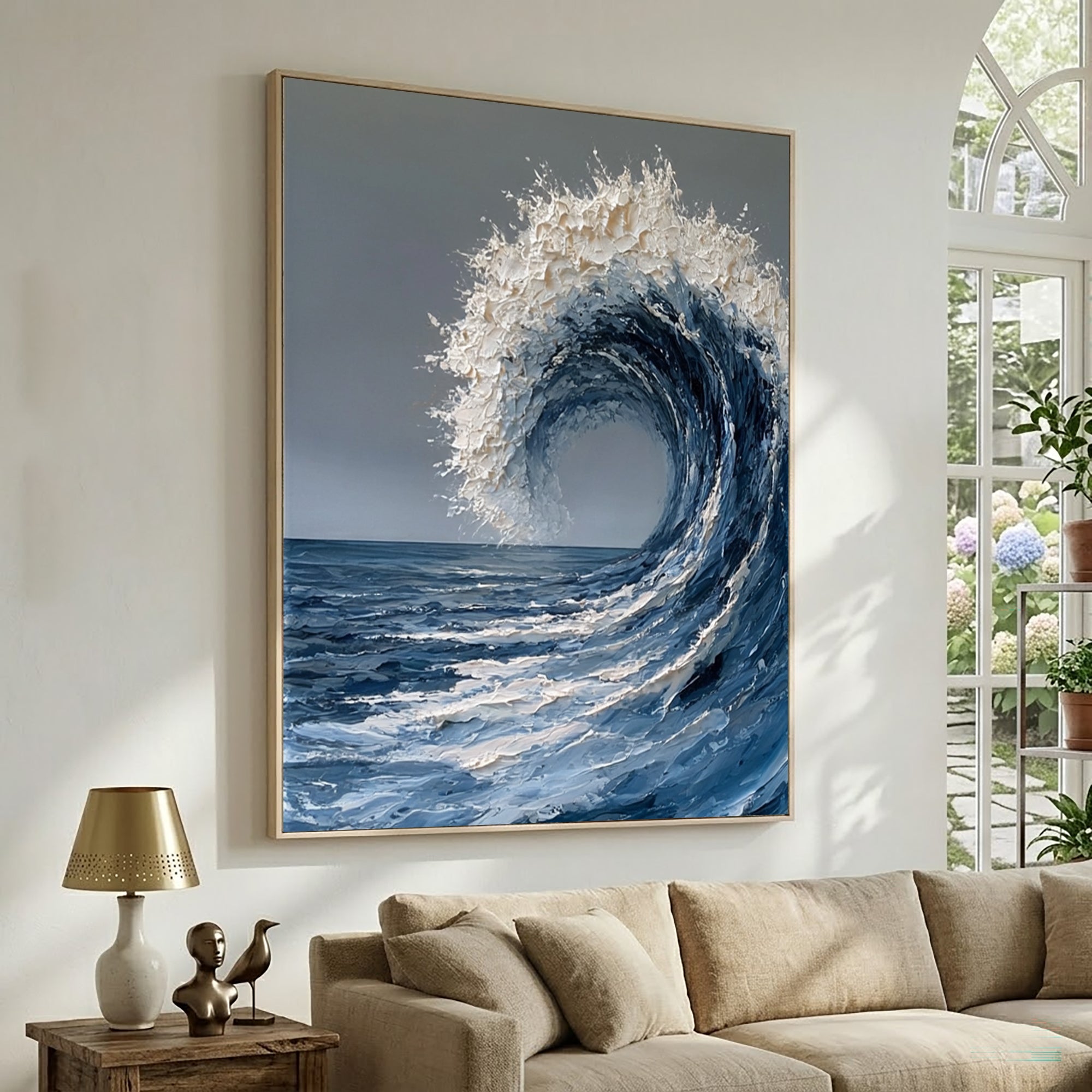 Large Contemporary Ocean Seascape Wall Art Textured Oil Painting Wave Artwork Cowboy Cowgirl Inspired Vintage Americana Modern Home Decor