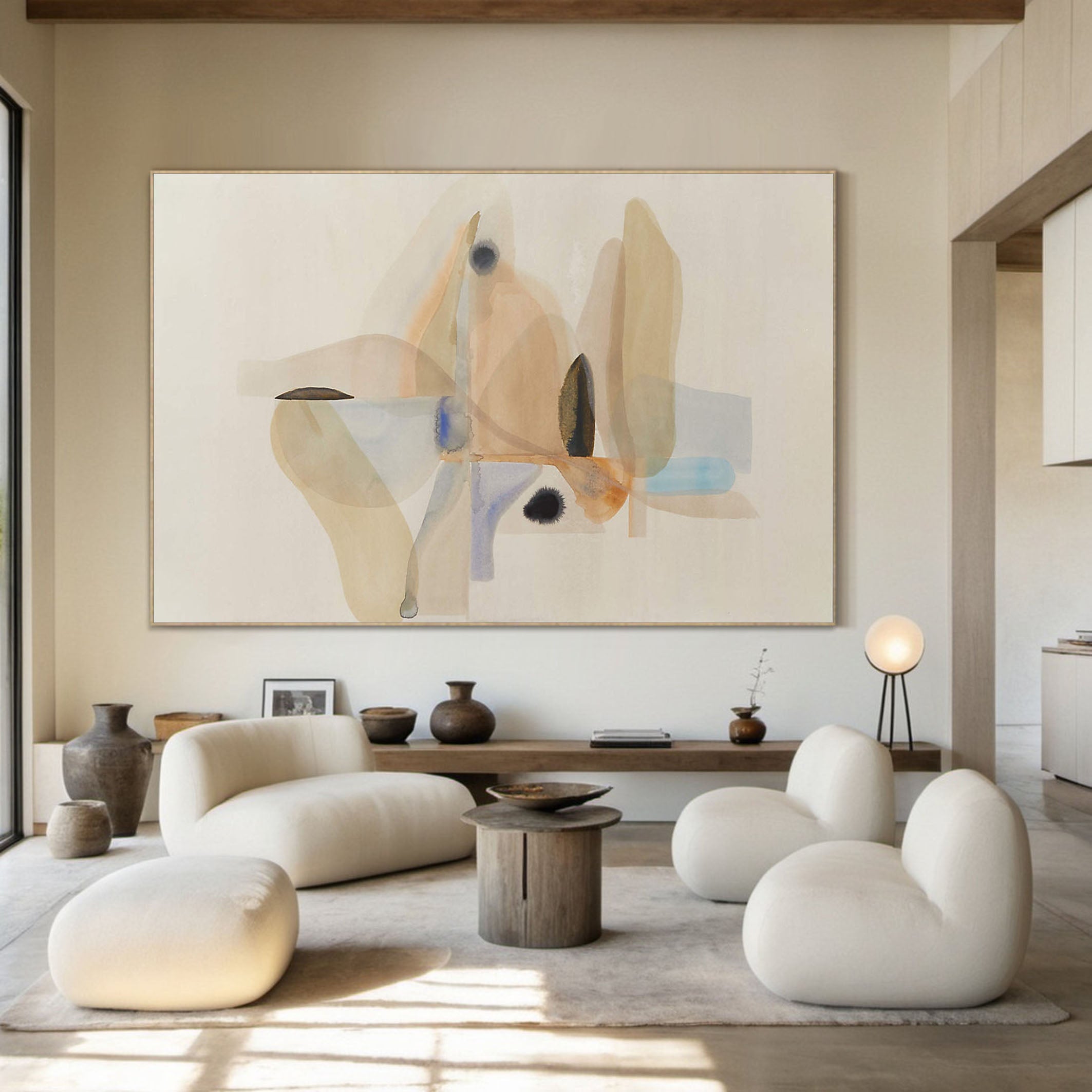 Neutral Color Abstraction with Organic Motifs, Minimalist Art #BGA 062