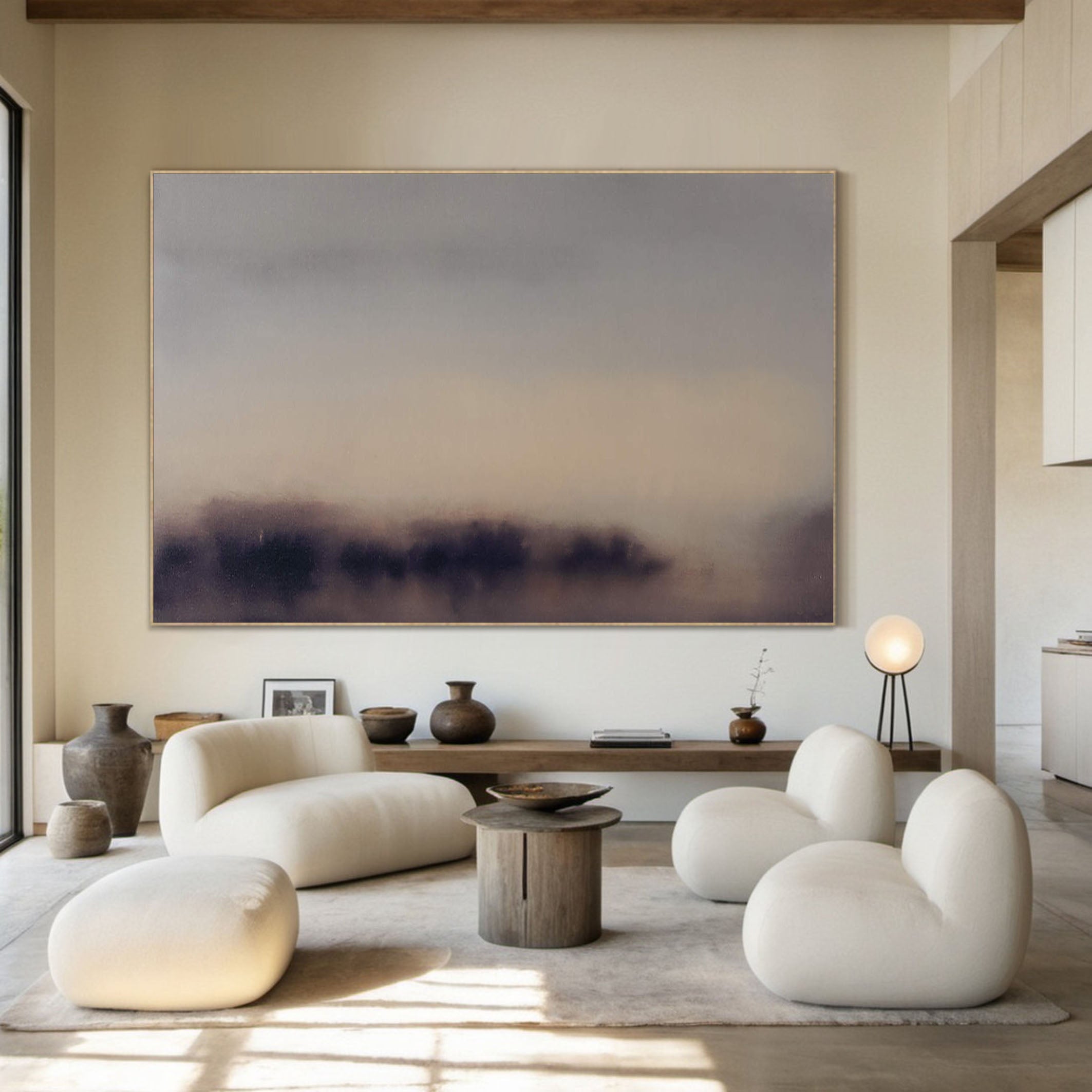 Abstract Landscape with Distant Purple Forms, Modern Wall Art #BGA 066