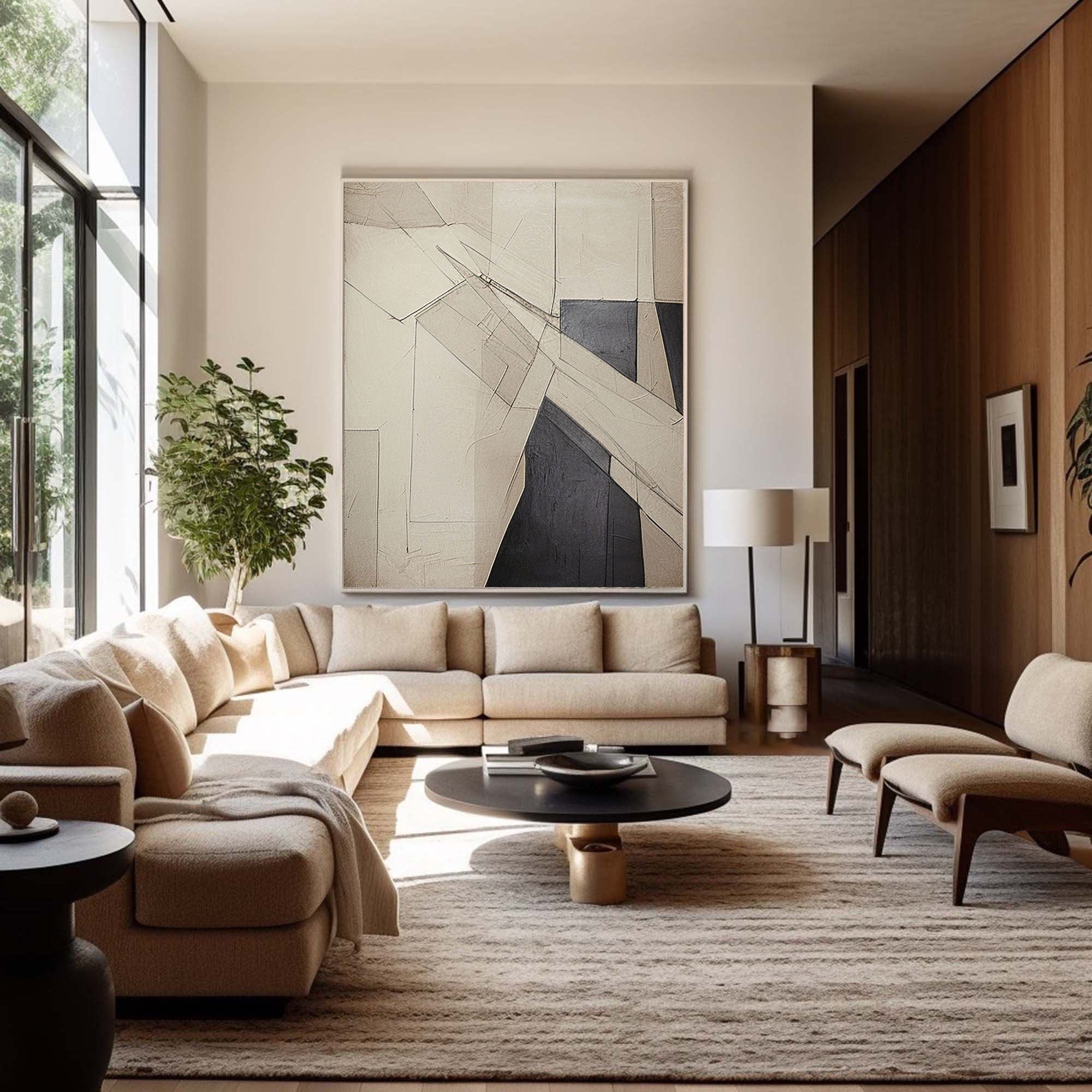 Beige & Brown Abstract Painting #LL 025