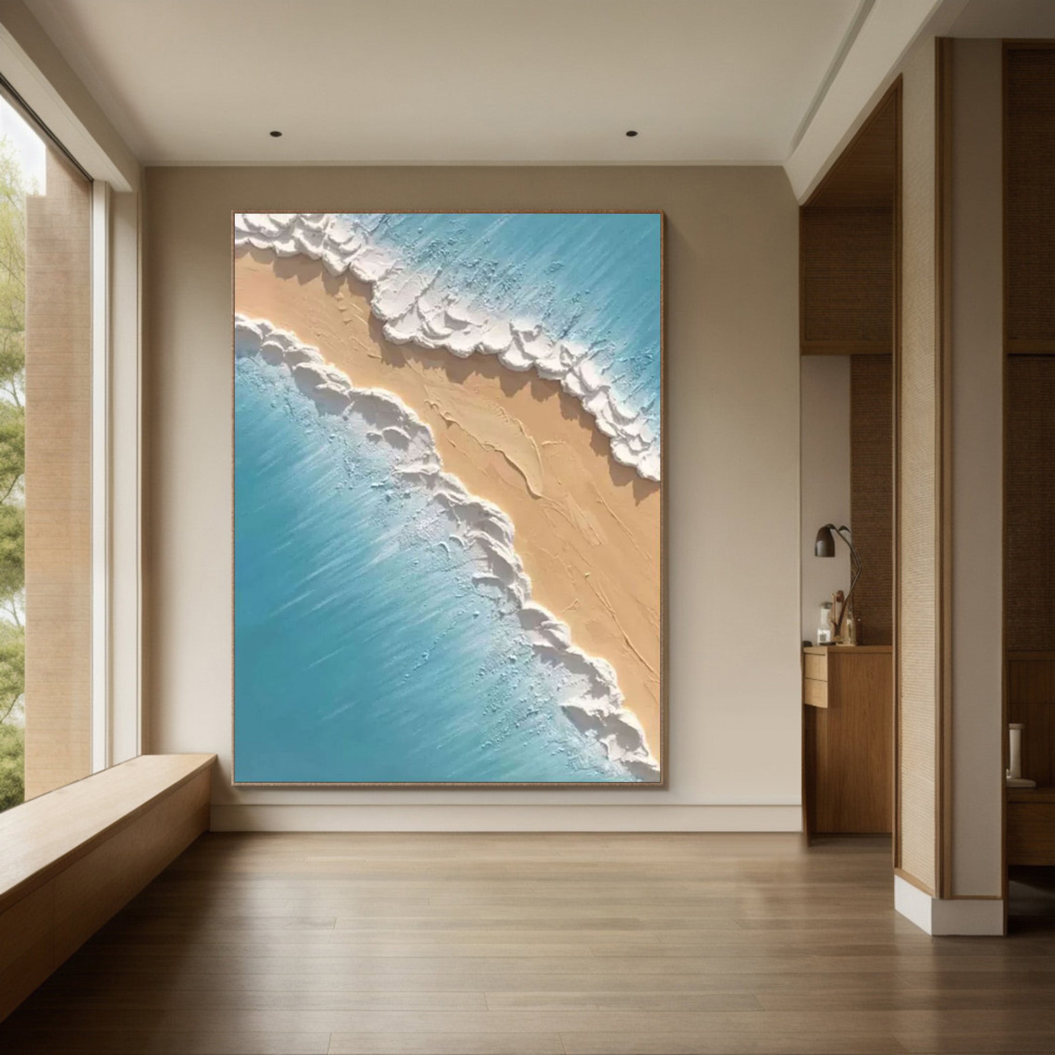 Minimalist Aerial Beachscape Wall Art, Textured Coastal View #BGA 165