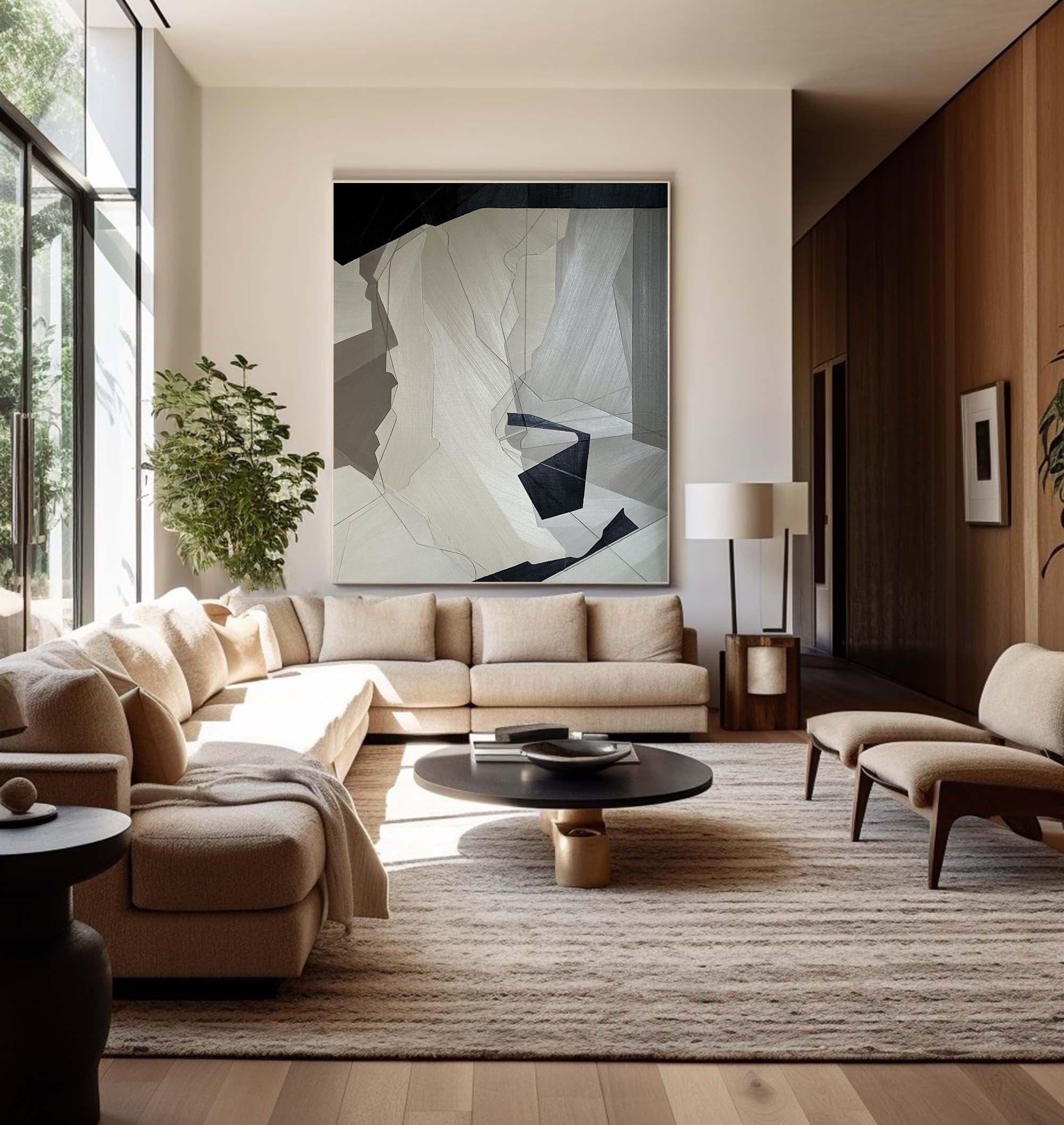 Beige & Brown Abstract Painting #LL 010