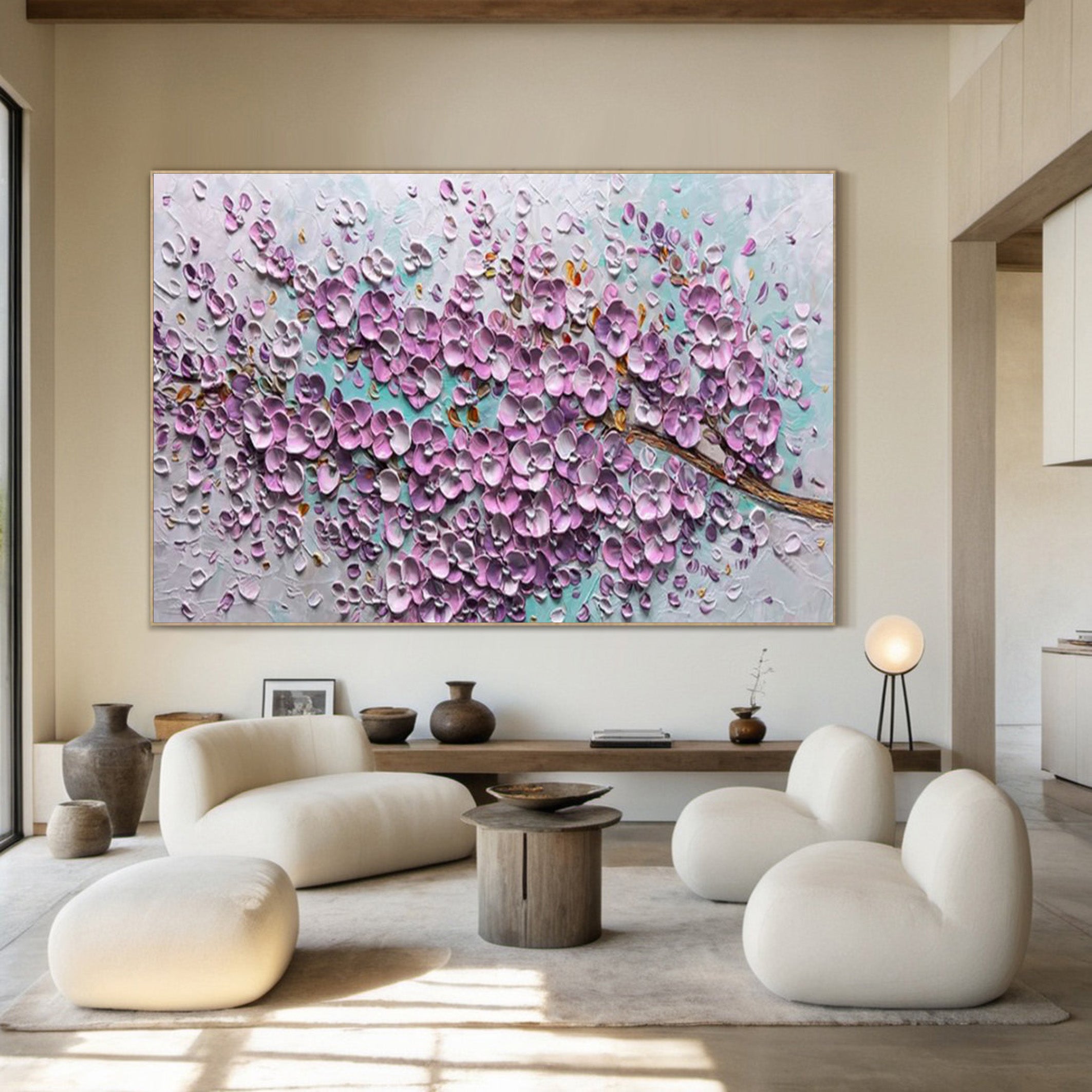 Sakura Dream: Impasto Blossom Relief, Tactile Floral Painting #BGA 152