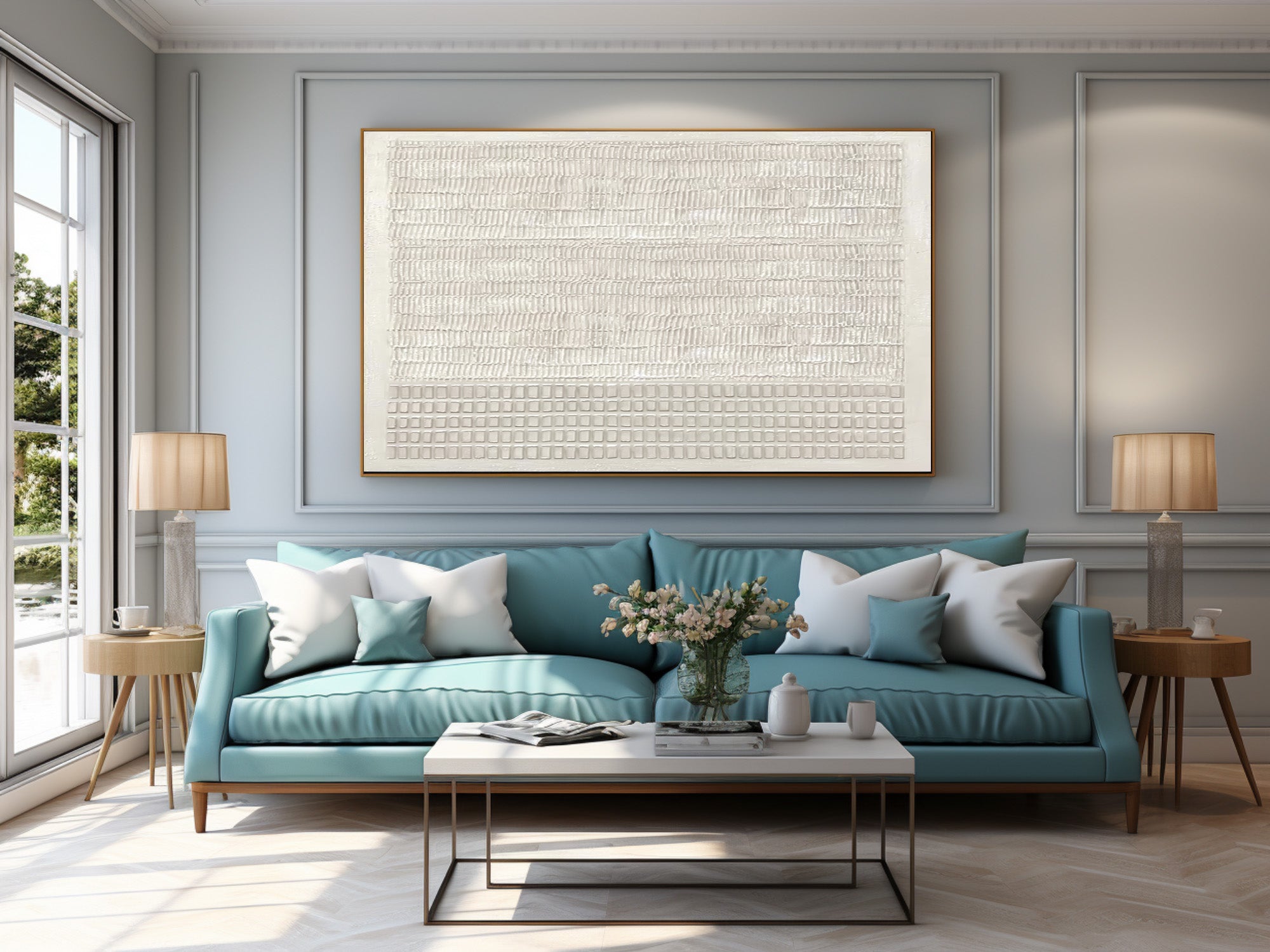 Abstract Textured Wall Decor Contemporary Living Room #WG 028
