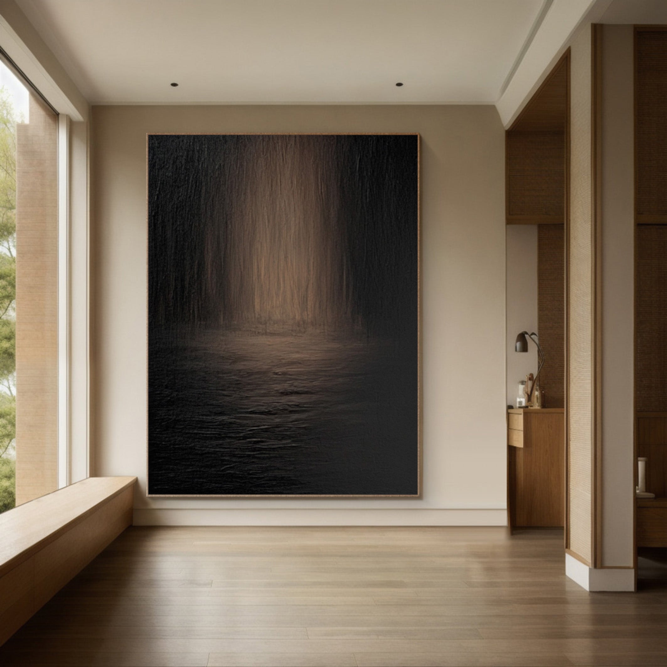 Dark Landscape with Textured Water and Vertical Mystery #BGA 202