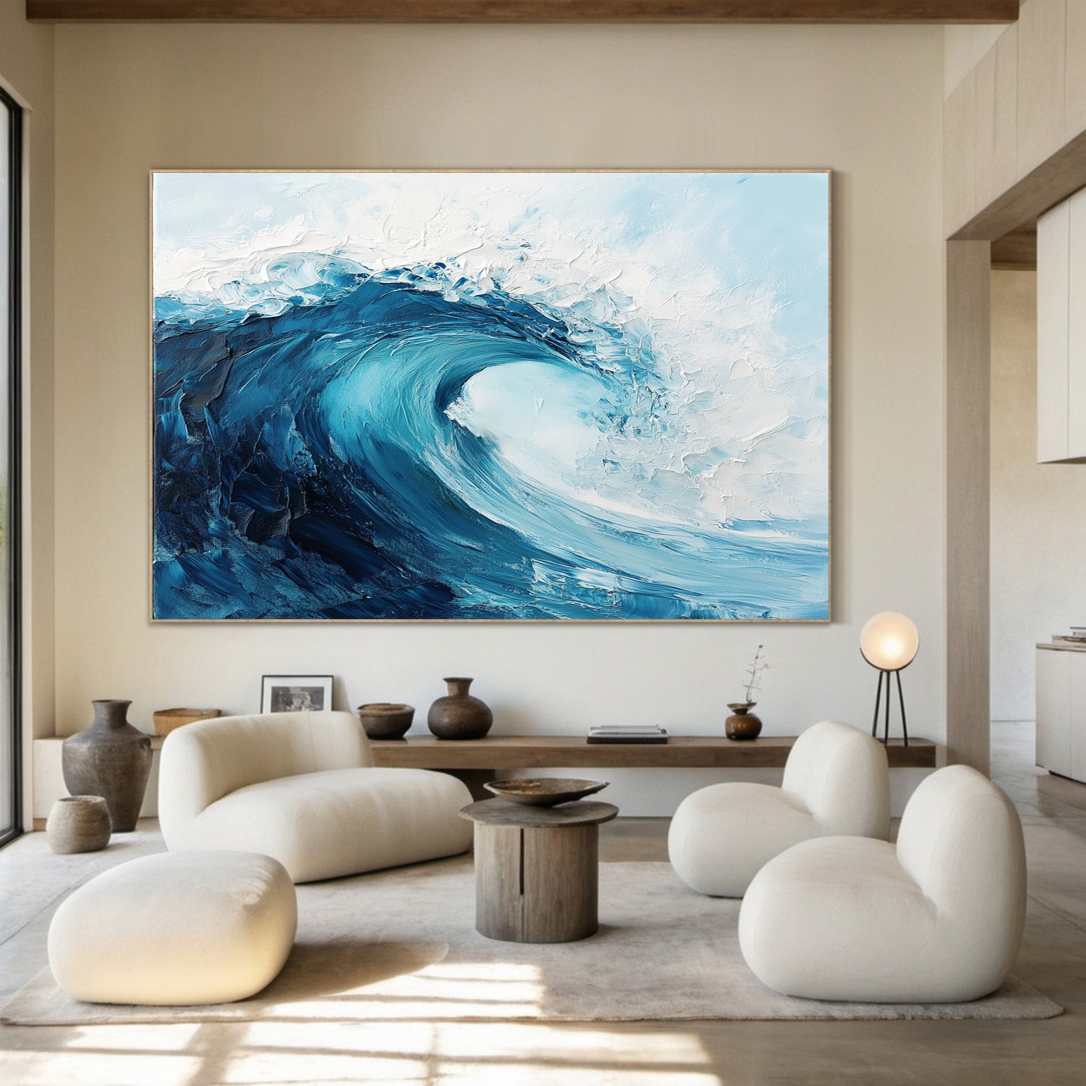 Deep Blue Impact: Bold Textured Wave, Powerful Ocean Art #BGA 149