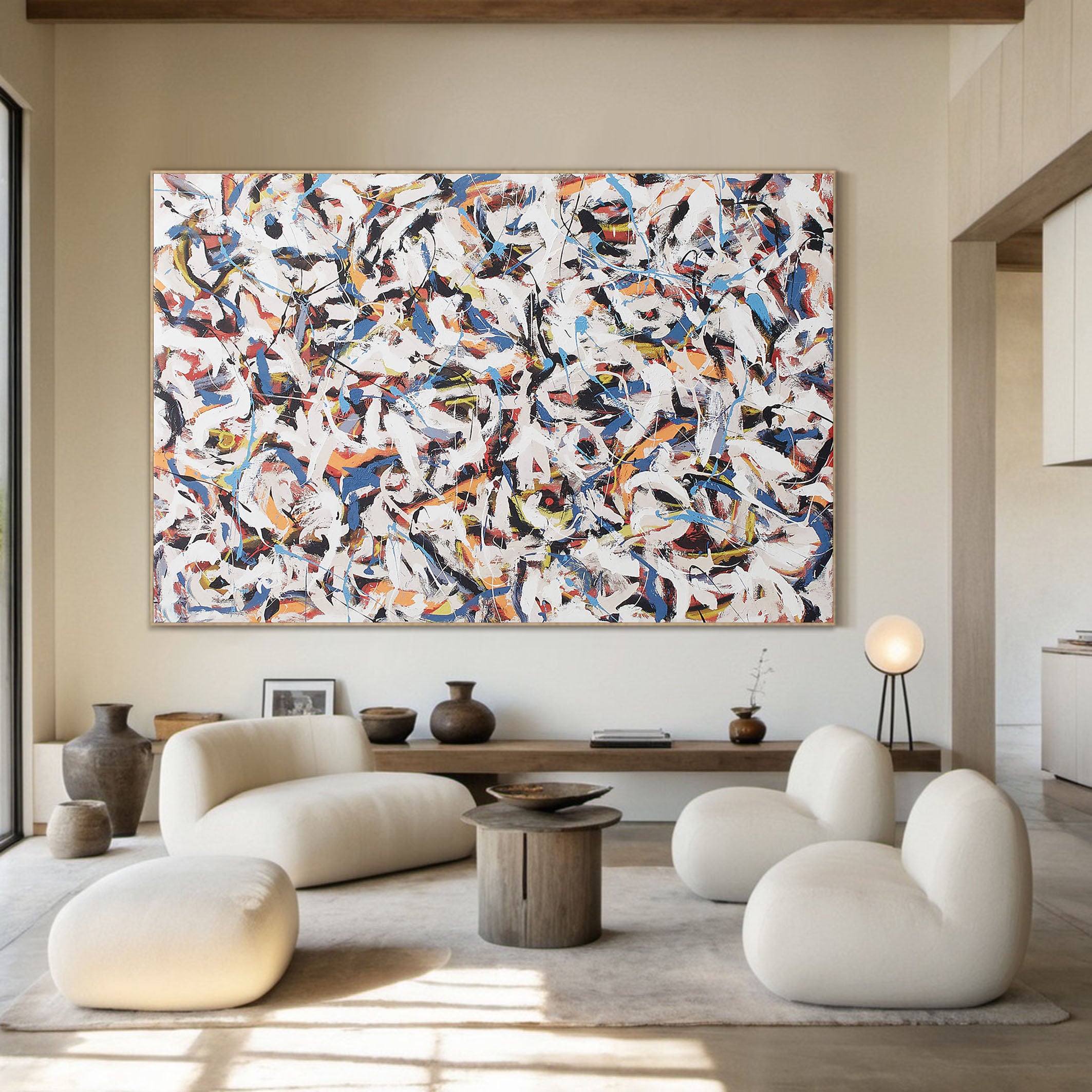 Dynamic Color Layering, Swirling Brushstrokes on White #BGA 064