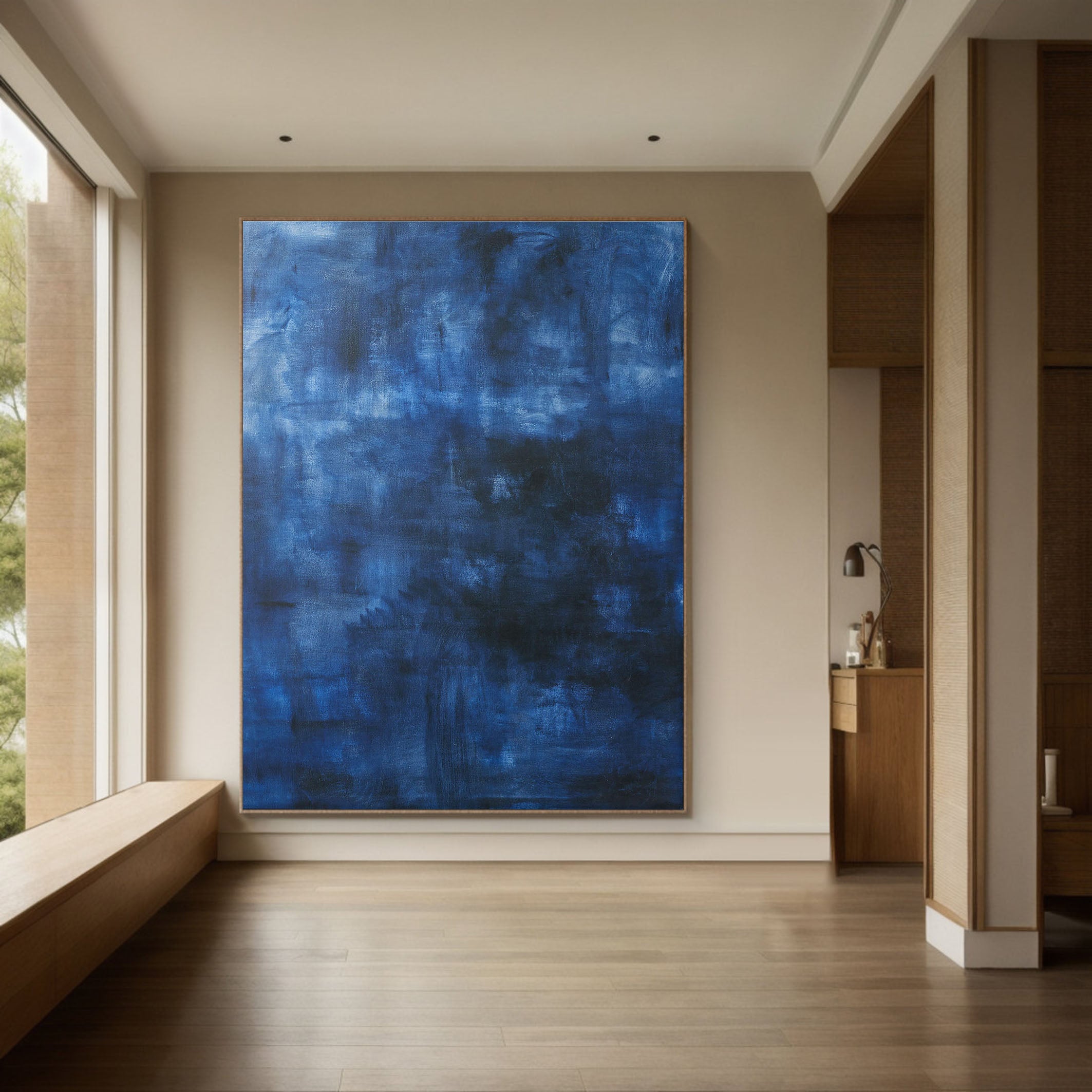 Deep Blue Modern Minimalist Canvas With Depth and Texture #BGA 047